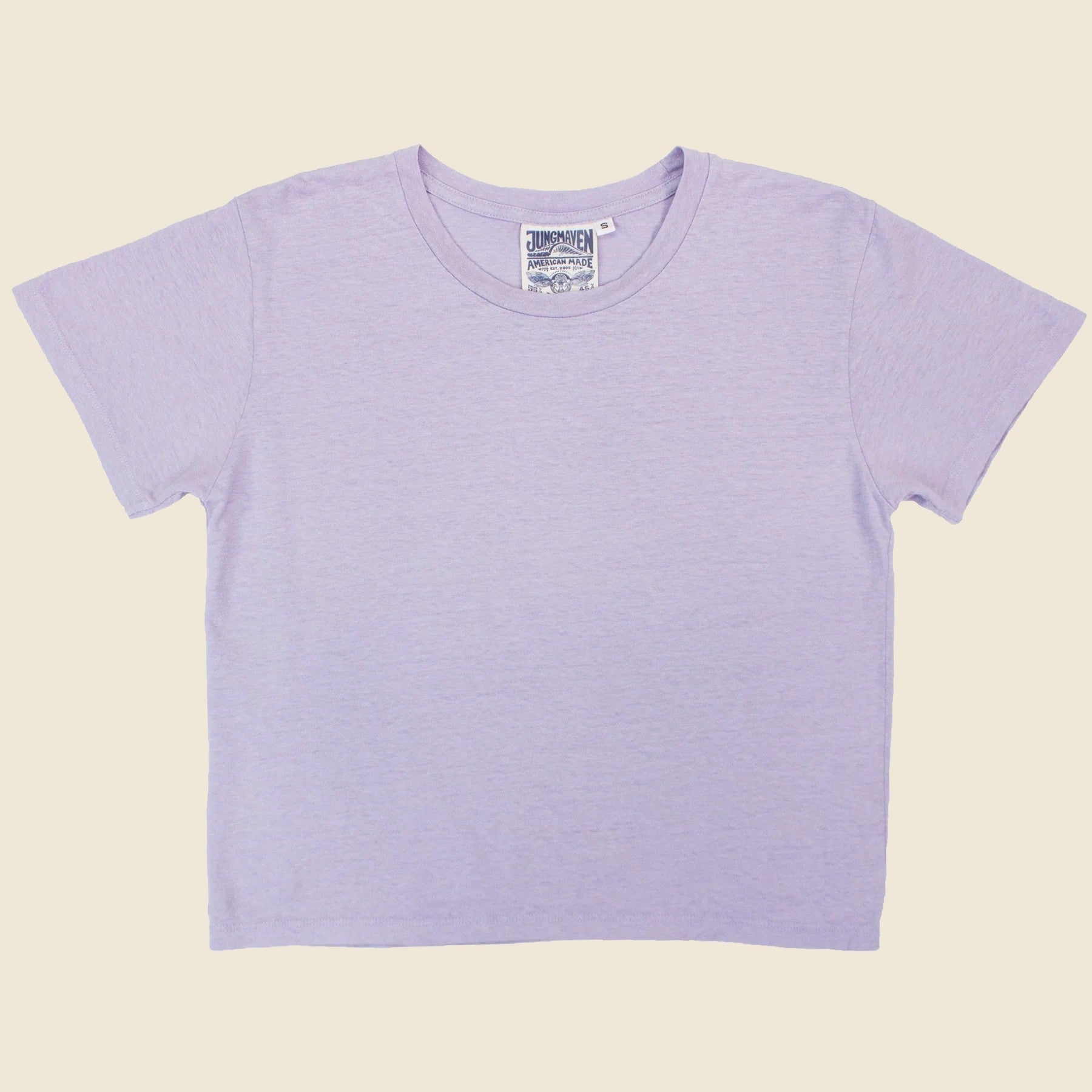 Jungmaven, Cropped Lorel Tee - Misty Lilac