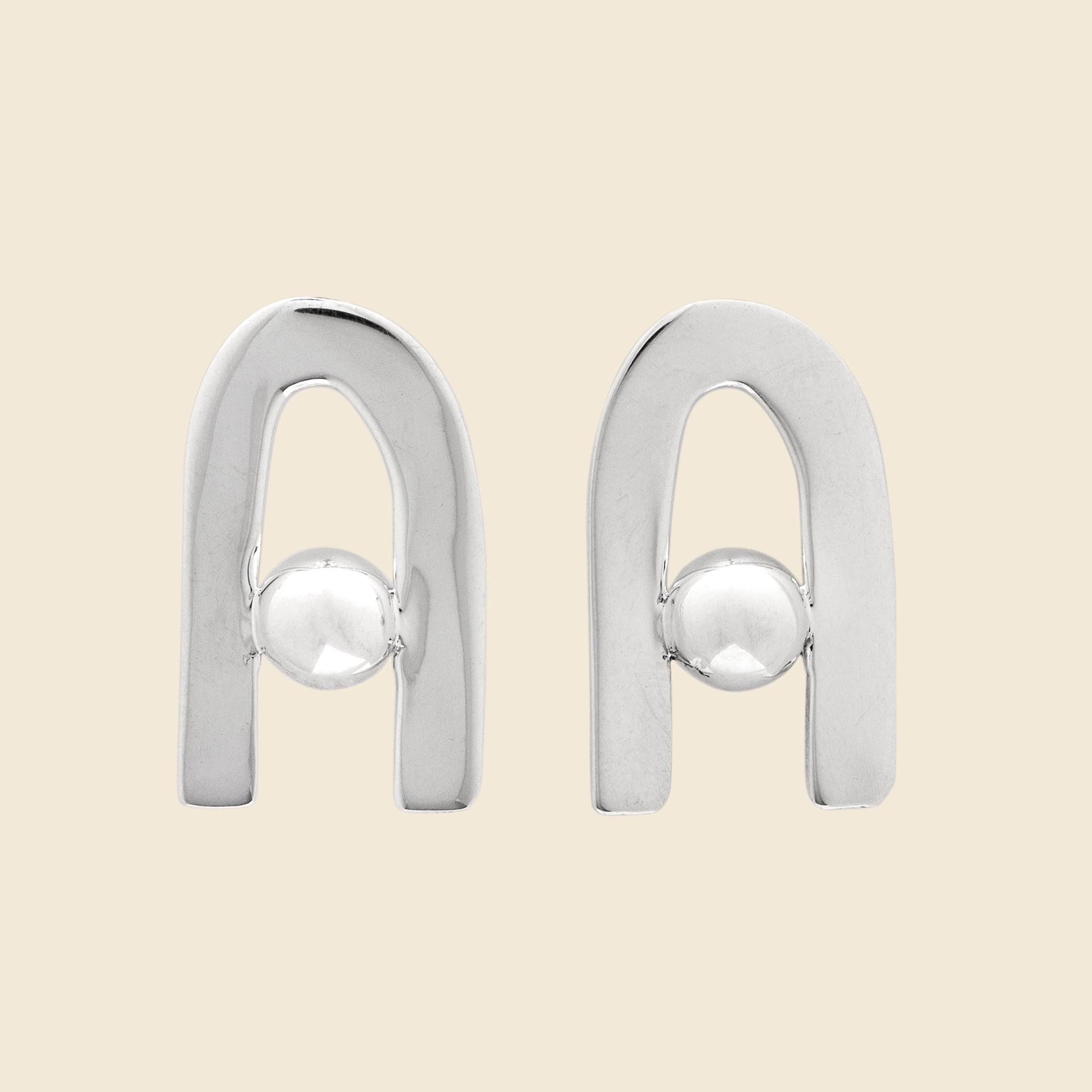 8.6.4 Design, Curve Dot Stud Earrings - Sterling Silver