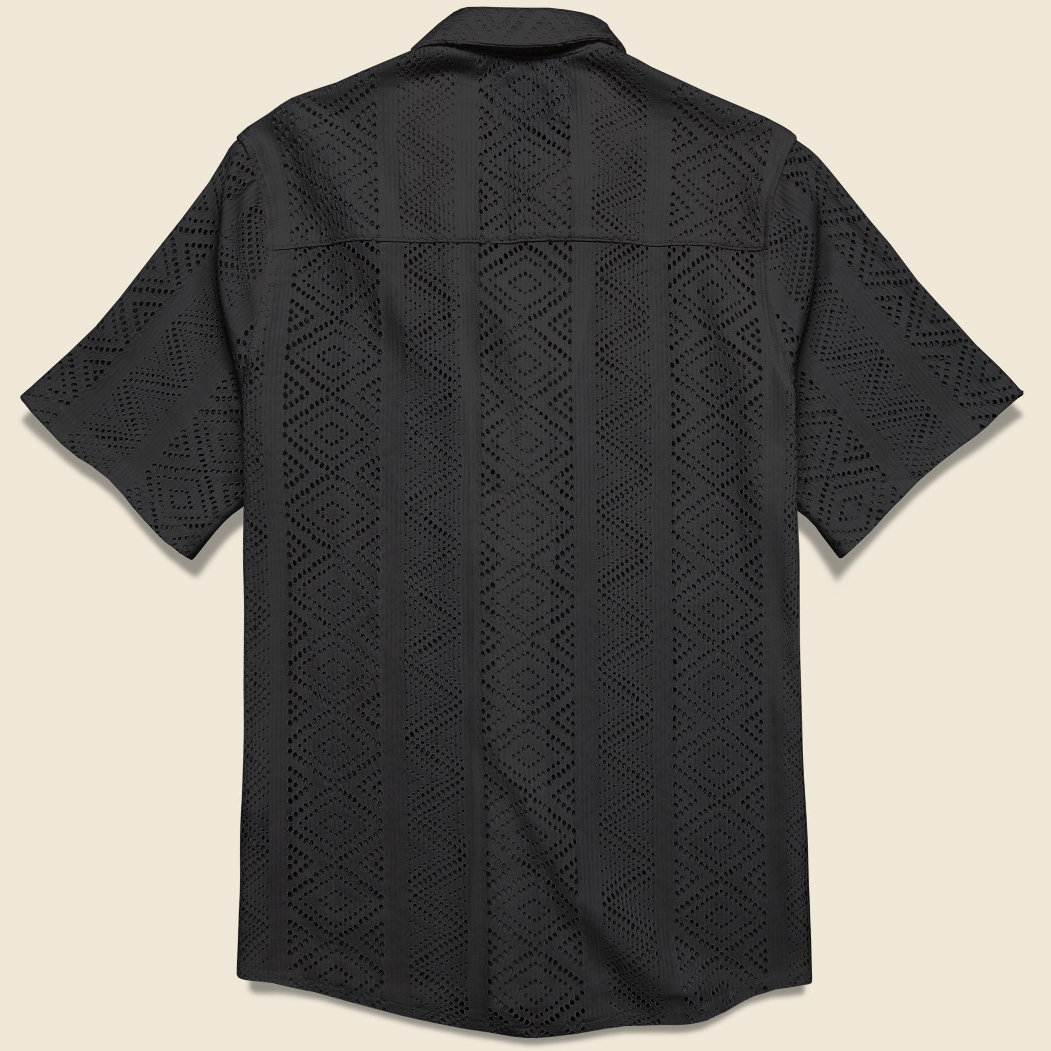 Wax London, Didcot Shirt - Geo Lace Black