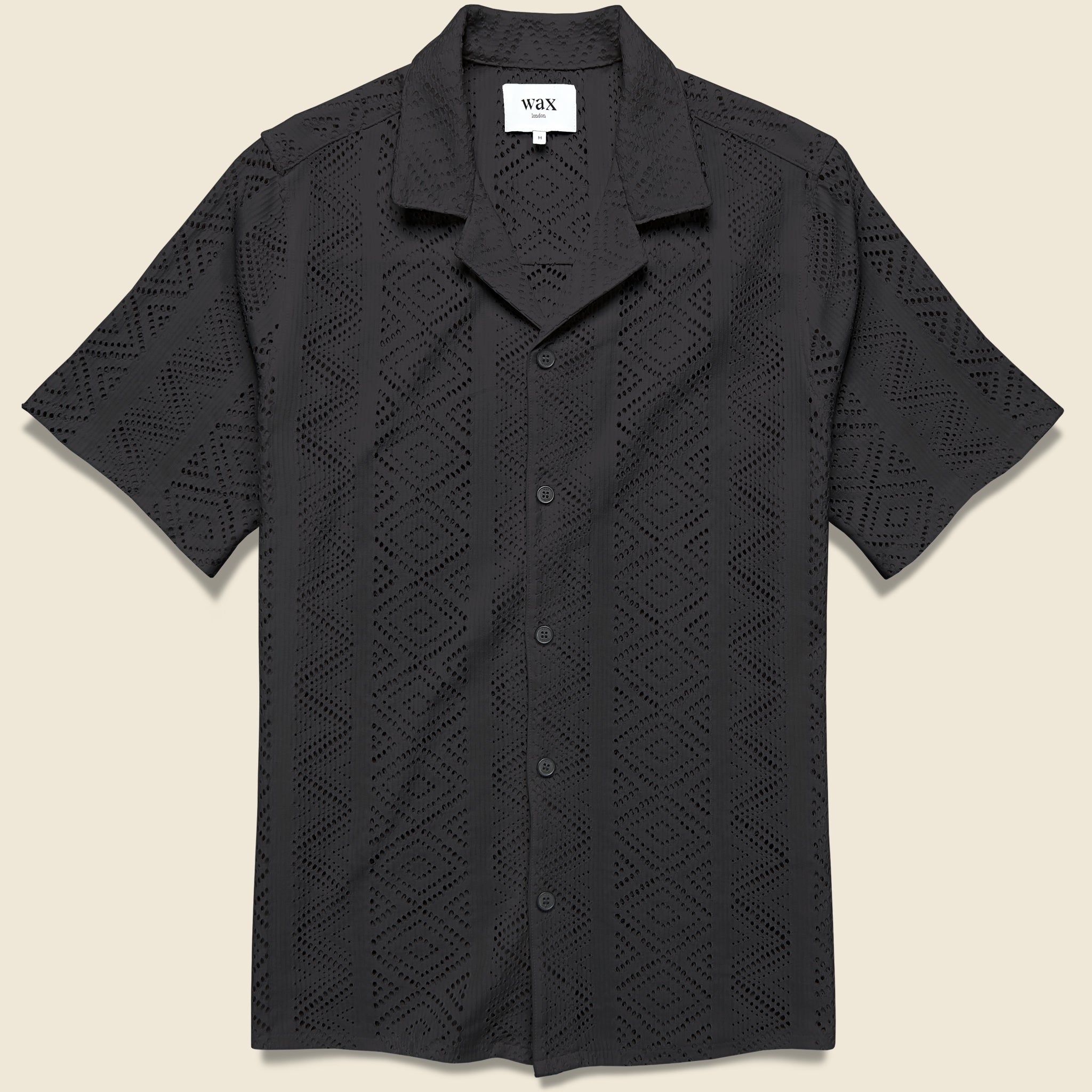 Wax London, Didcot Shirt - Geo Lace Black