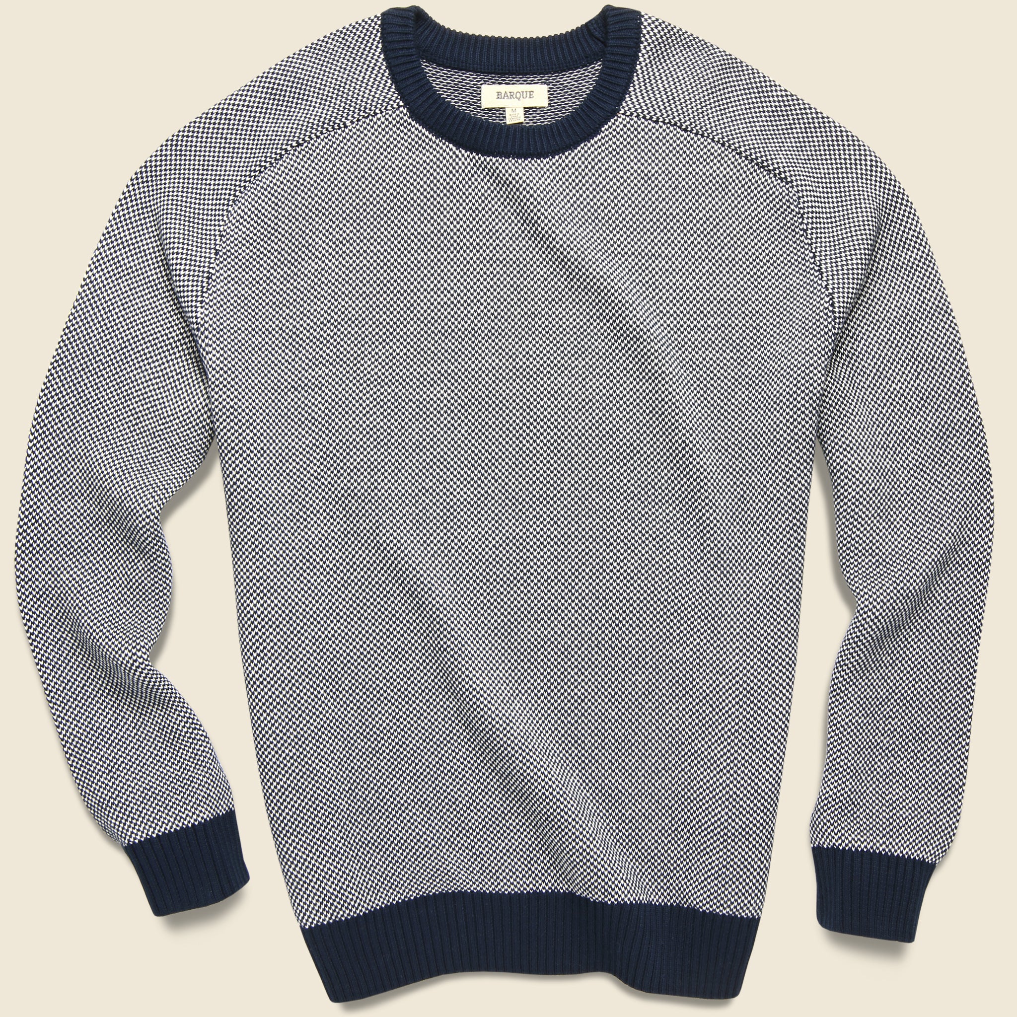 Barque, Dobby Crewneck Sweater - Navy