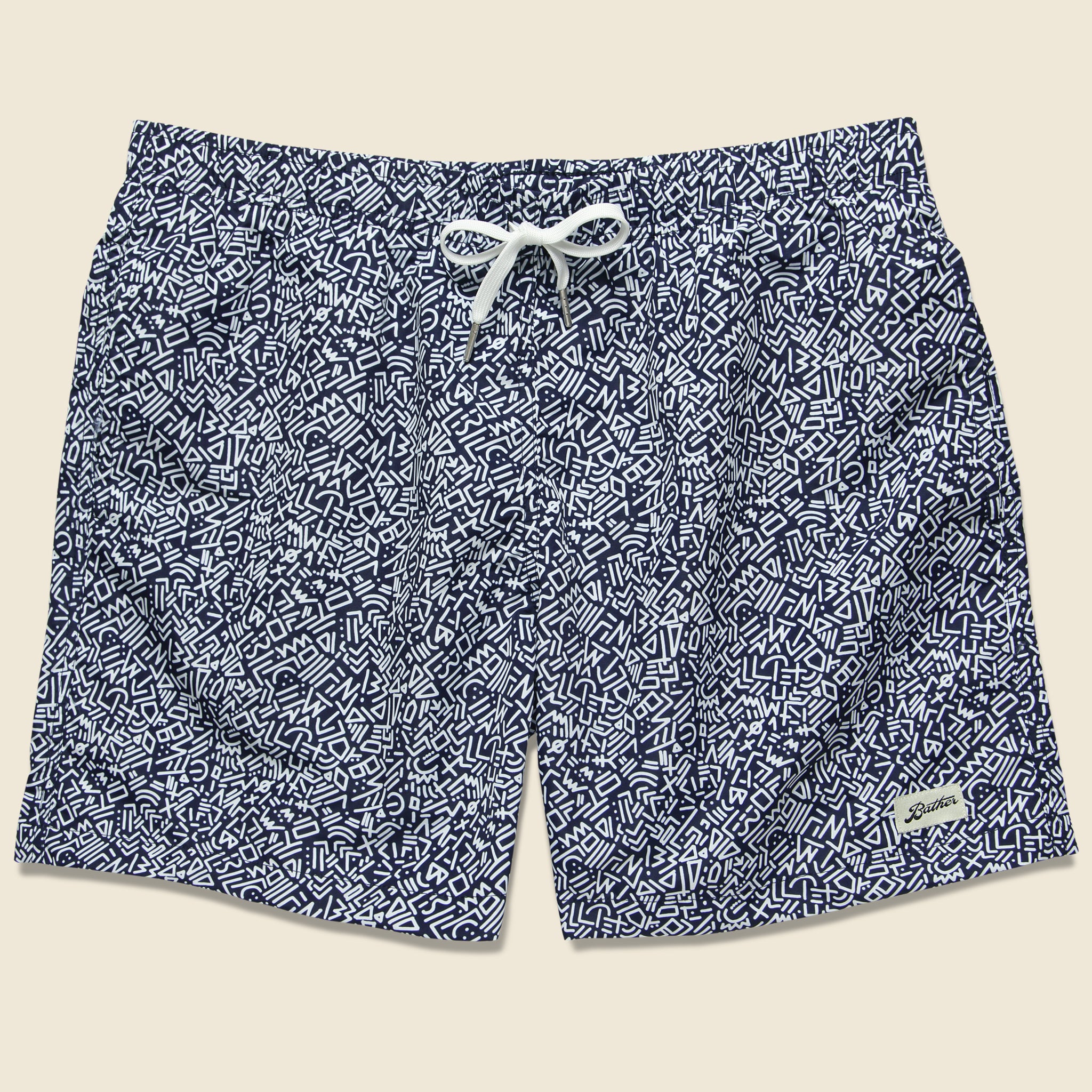 Bather Trunk Co., Doodle Swim Trunk - Blue/White