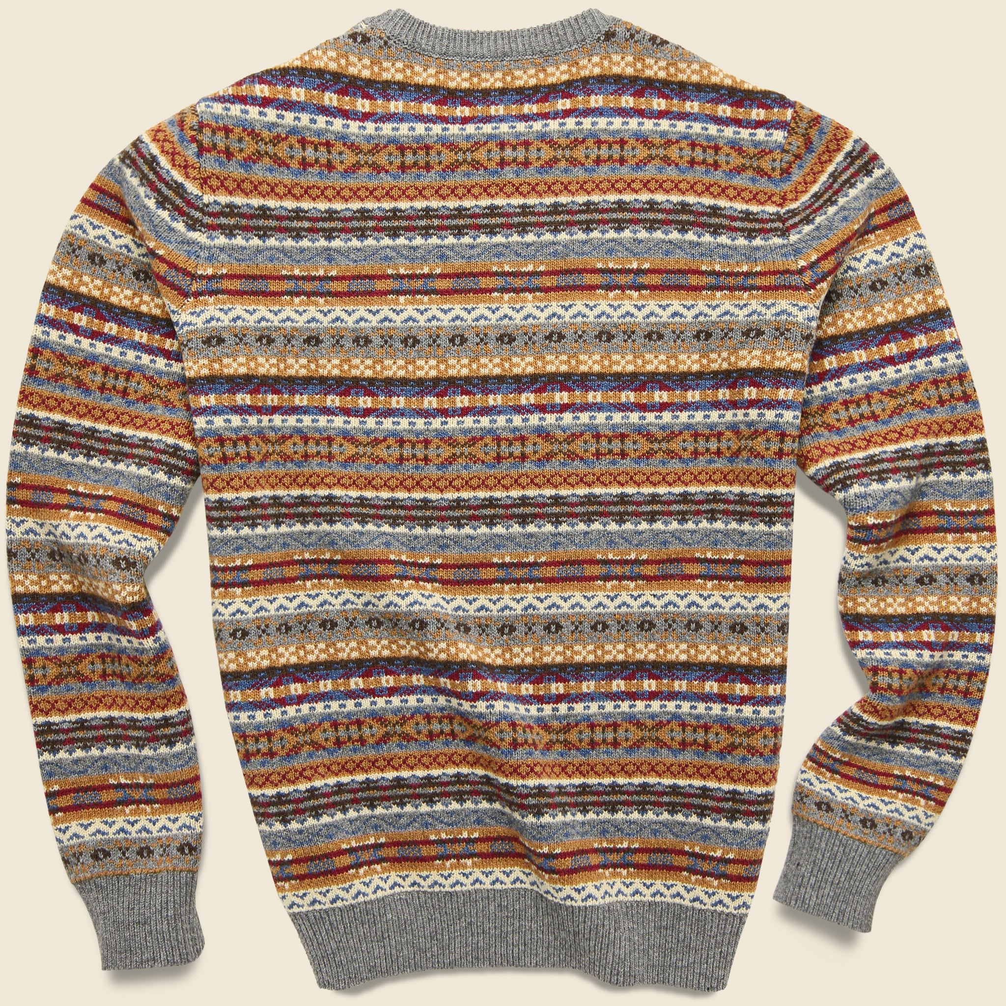 Barque, Fair Isle Crewneck Sweater - Camel