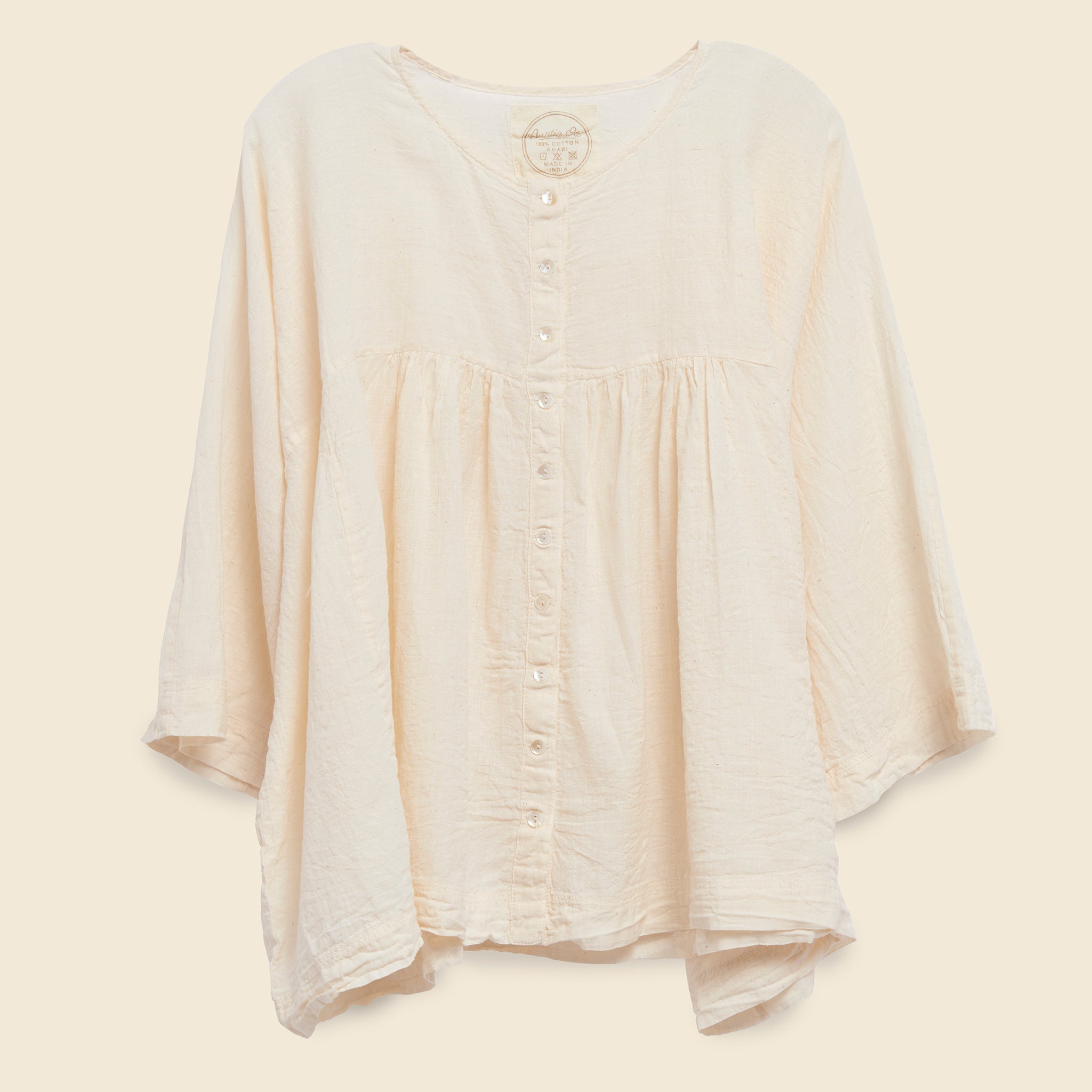 Auntie Oti, Gathered Blouse - Natural