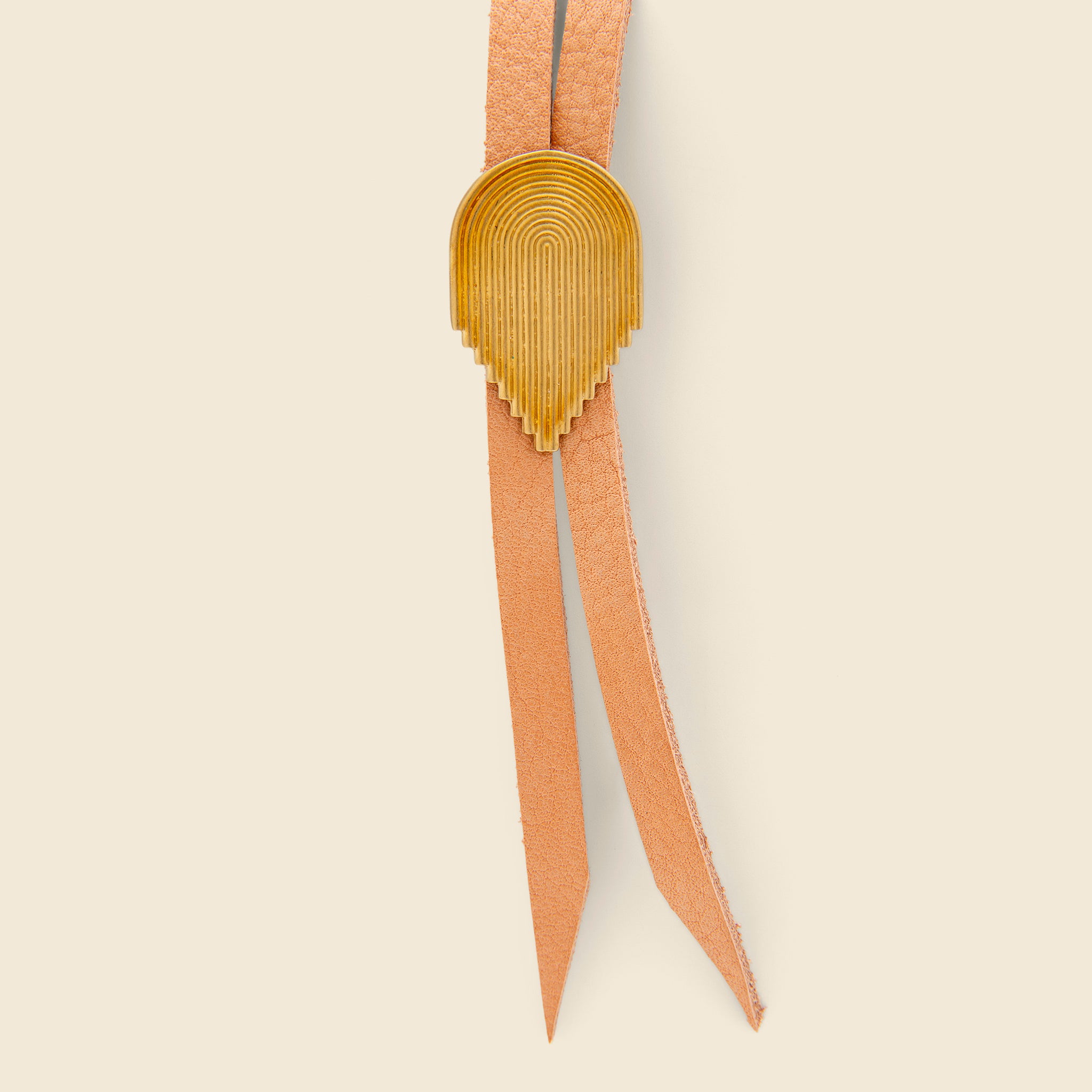 8.6.4 Design, Geometric Curve Bolo Tie -Natural/Brass