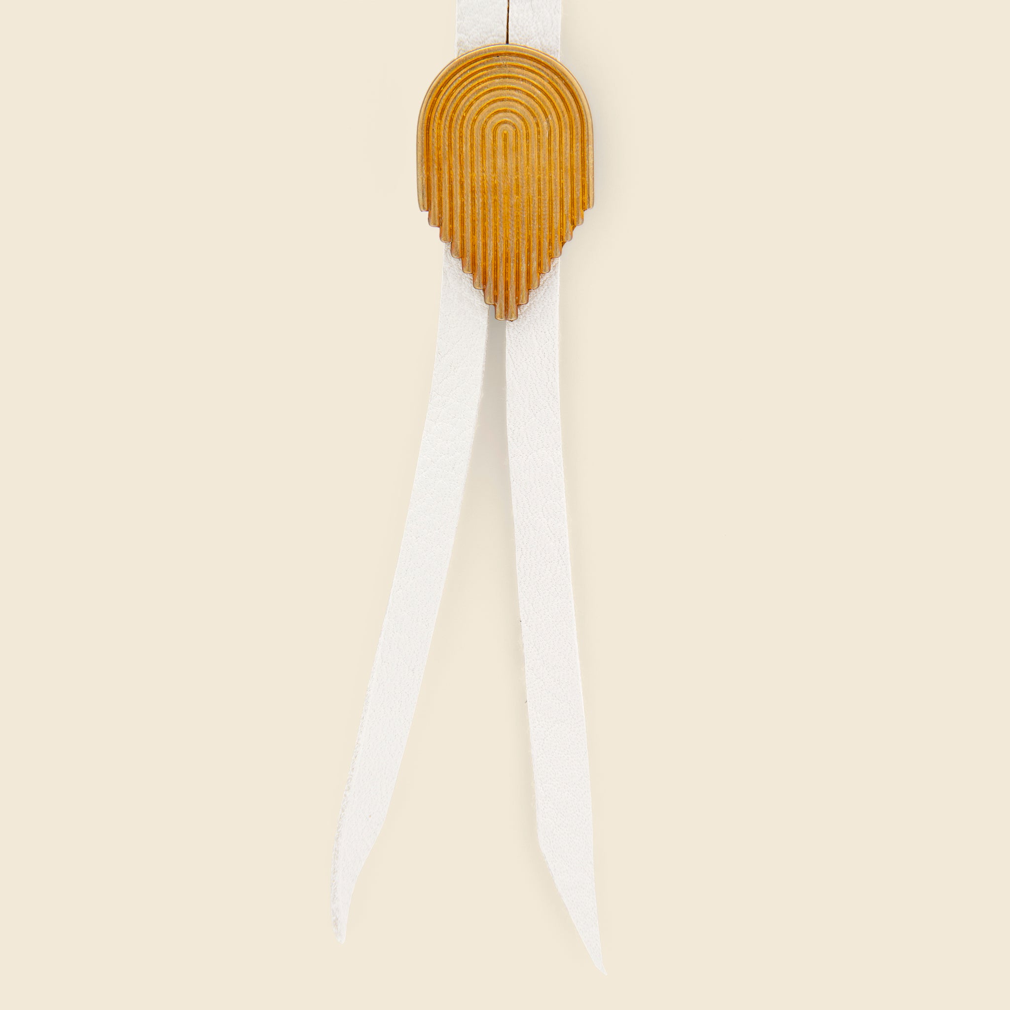 8.6.4 Design, Geometric Curve Bolo Tie - White/Brass