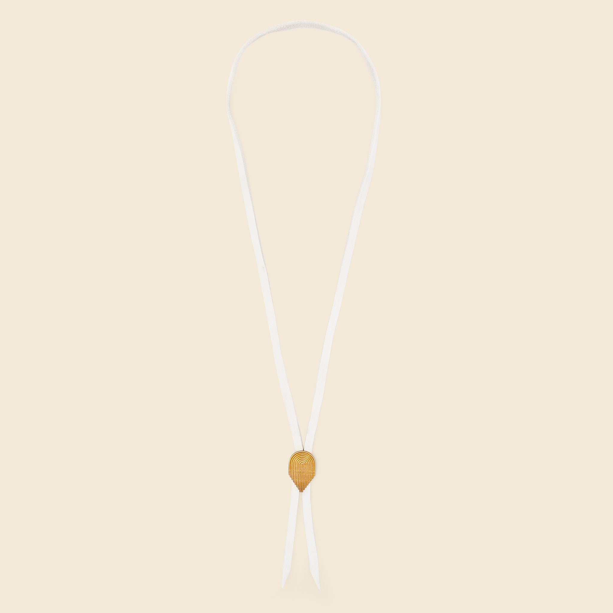 8.6.4 Design, Geometric Curve Bolo Tie - White/Brass