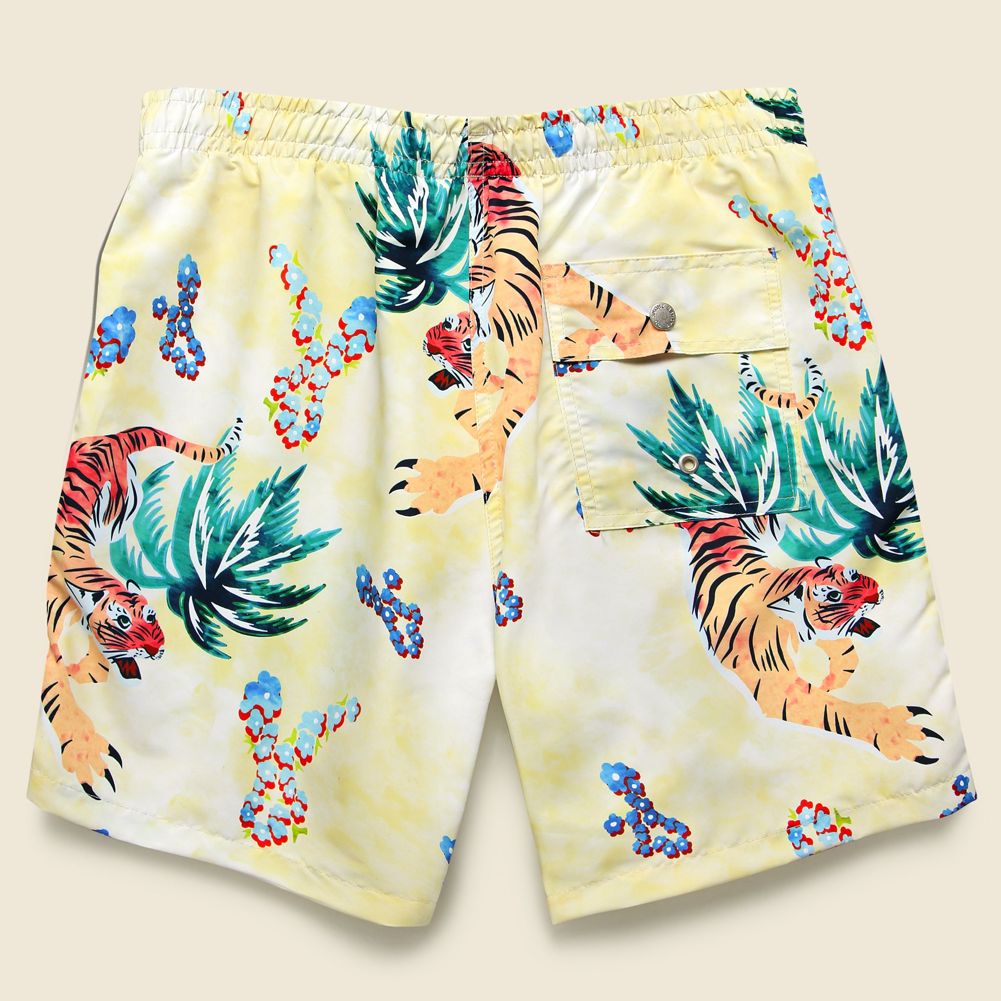 Bather, Hawaiian Tiger Swim Trunk - Beige