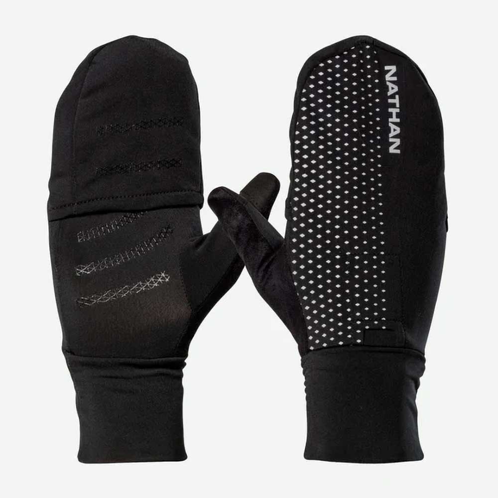 Nathan, HyperNight Reflective Convertible Mitt - Black/Geo Print