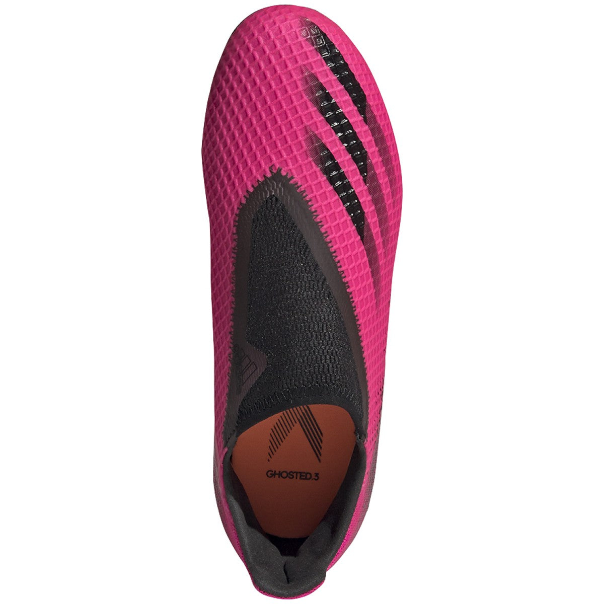 adidas, JR X Ghosted .3 Laceless FG Soccer Shoe - Shock Pink/Core Black/Screaming Orange