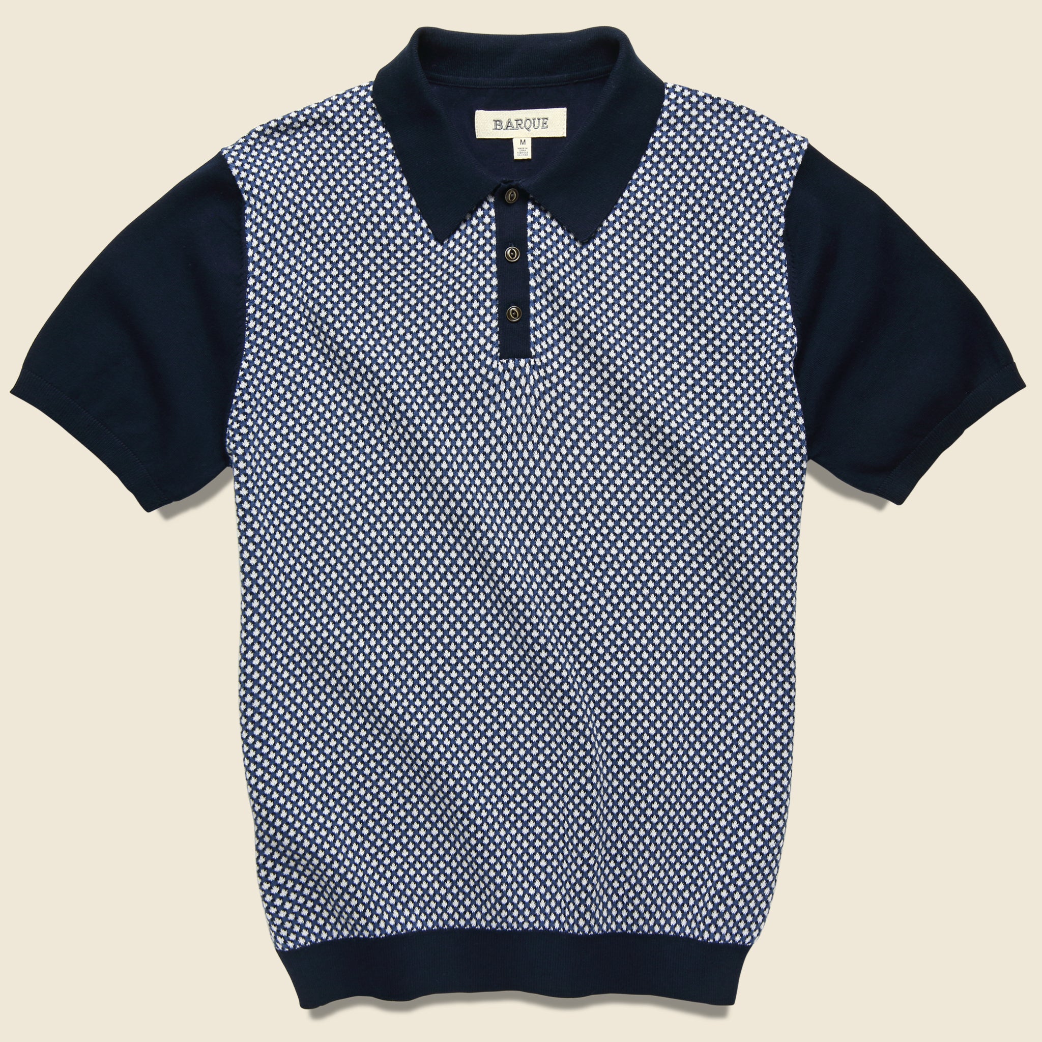 Barque, Jacquard Sweater Polo - Blue