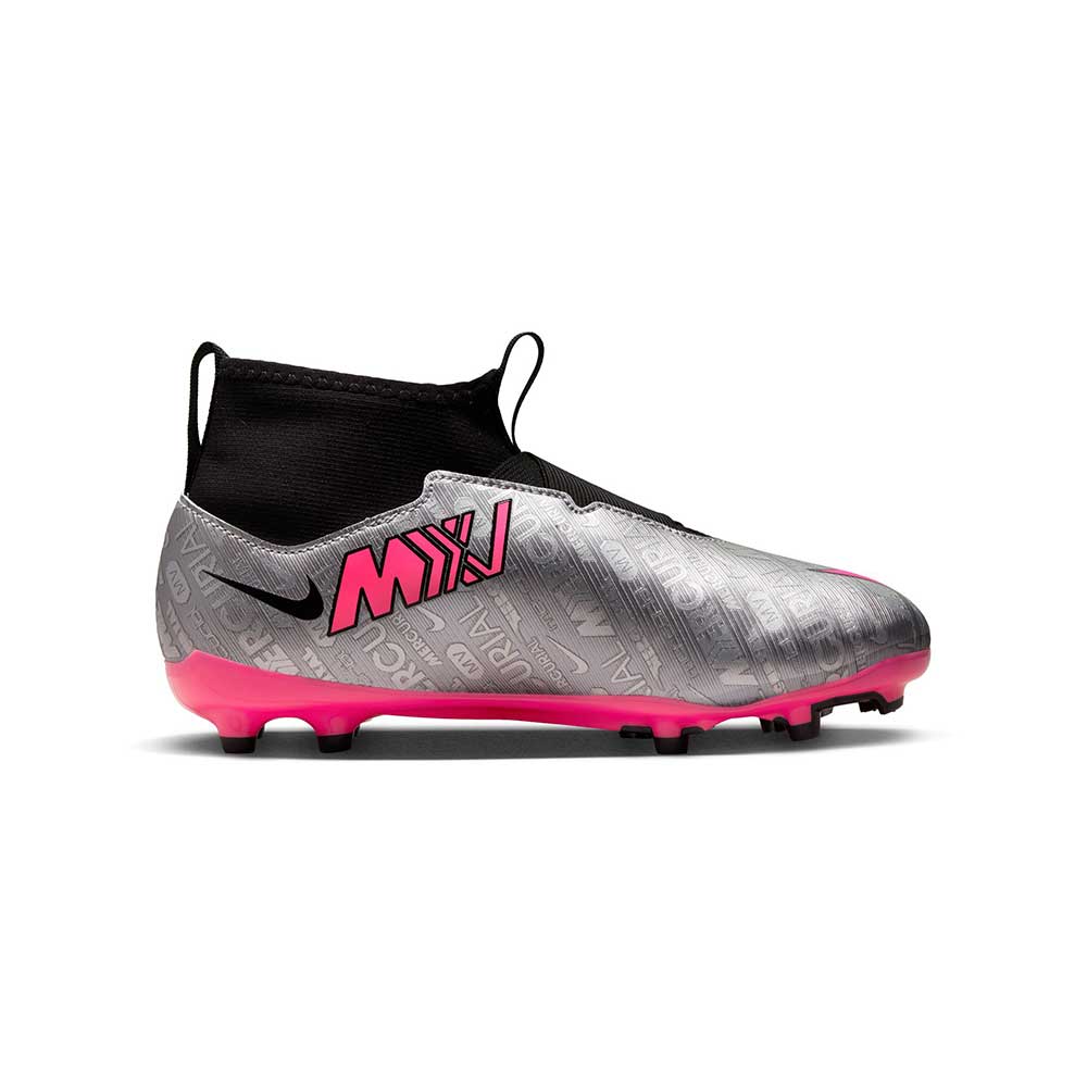 Nike, Jr. Zoom Mercurial Superfly 9 Academy XXV MG Soccer Cleats- Metallic Silver/Hyper Pink- Regular (D)