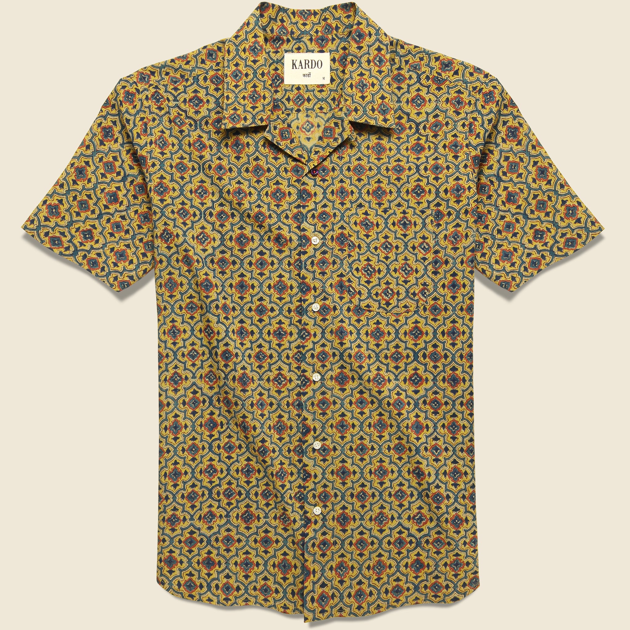 Kardo, Lamar Block Print Shirt - Gold/Blue