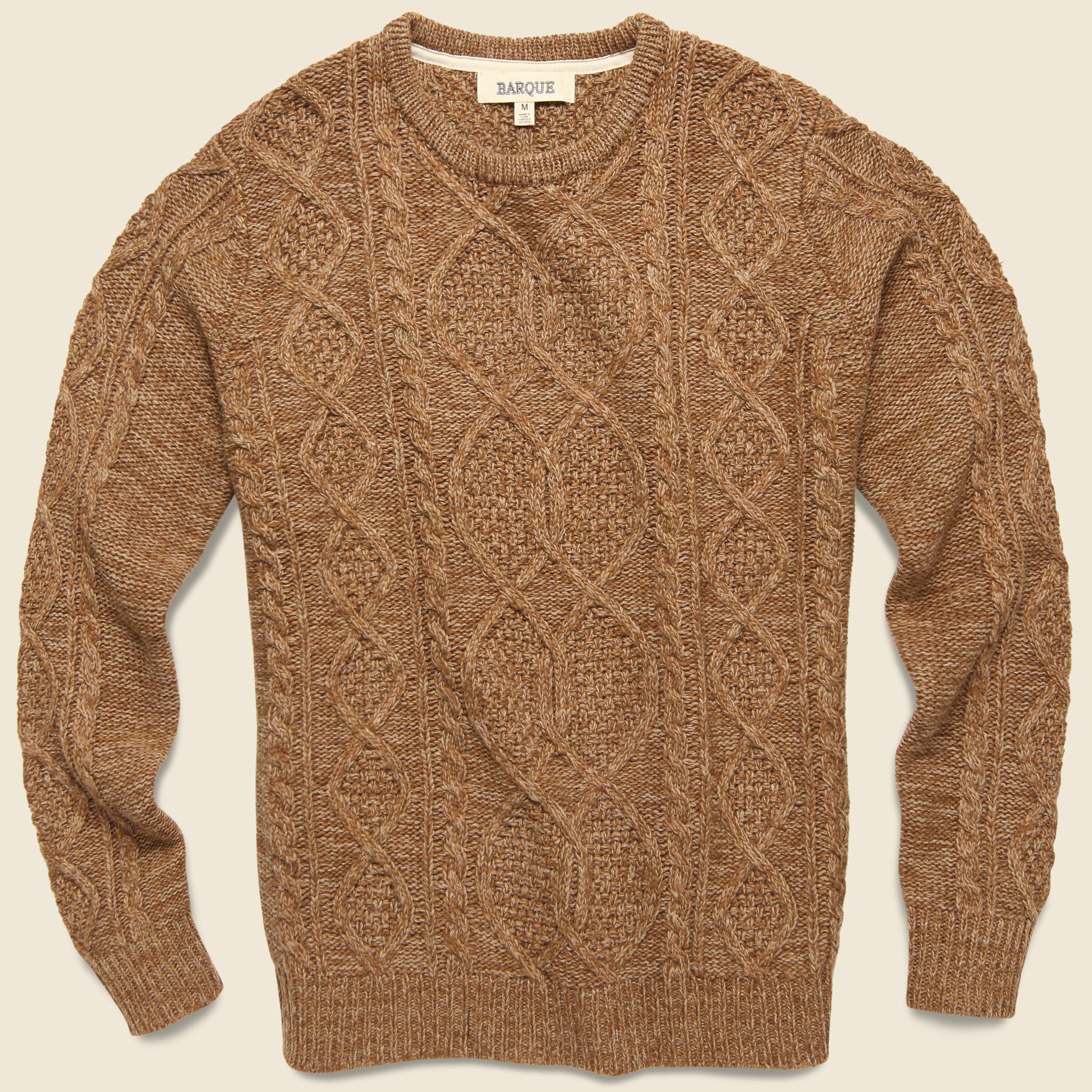 Barque, Marled Yarn Cable Sweater - Toffee