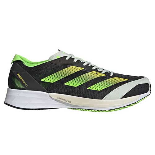 adidas, Men's AdiZERO Adios 7 Running Shoe - Core Black/Beam Yellow - Regular (D)