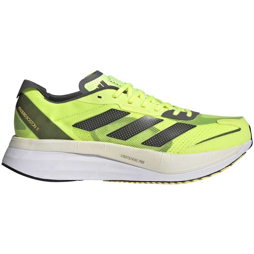 adidas, Men's AdiZERO Boston 11 Running Shoe- Solar Yellow/Night Met- Regular (D)