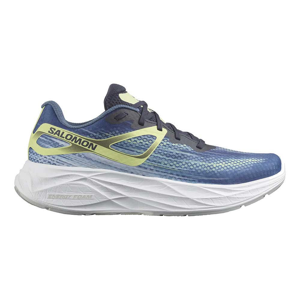 Salomon, Men's Aero Glide Running Shoe- Blue Ashes/Dark Sapphire/Sunny Lime- Regular (D)