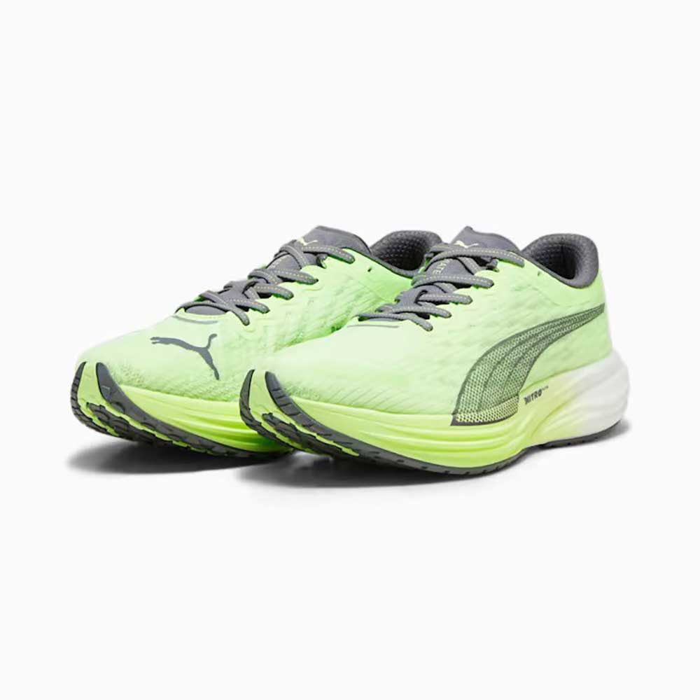 Puma, Men's Deviate Nitro 2 Running Shoe - Puma White/Speed Green/Cool Dark Gray- Regular (D)