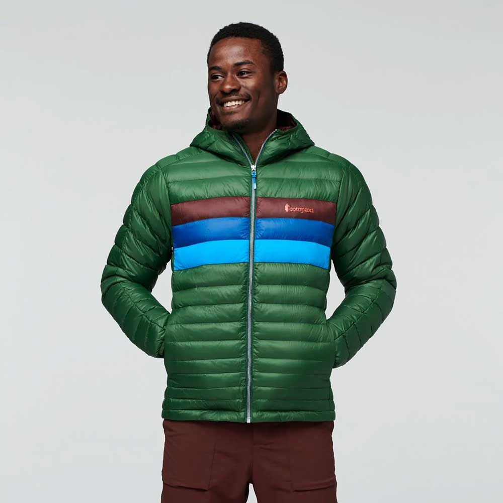 Cotopaxi, Men's Fuego Down Hooded Jacket - Forest Stripes