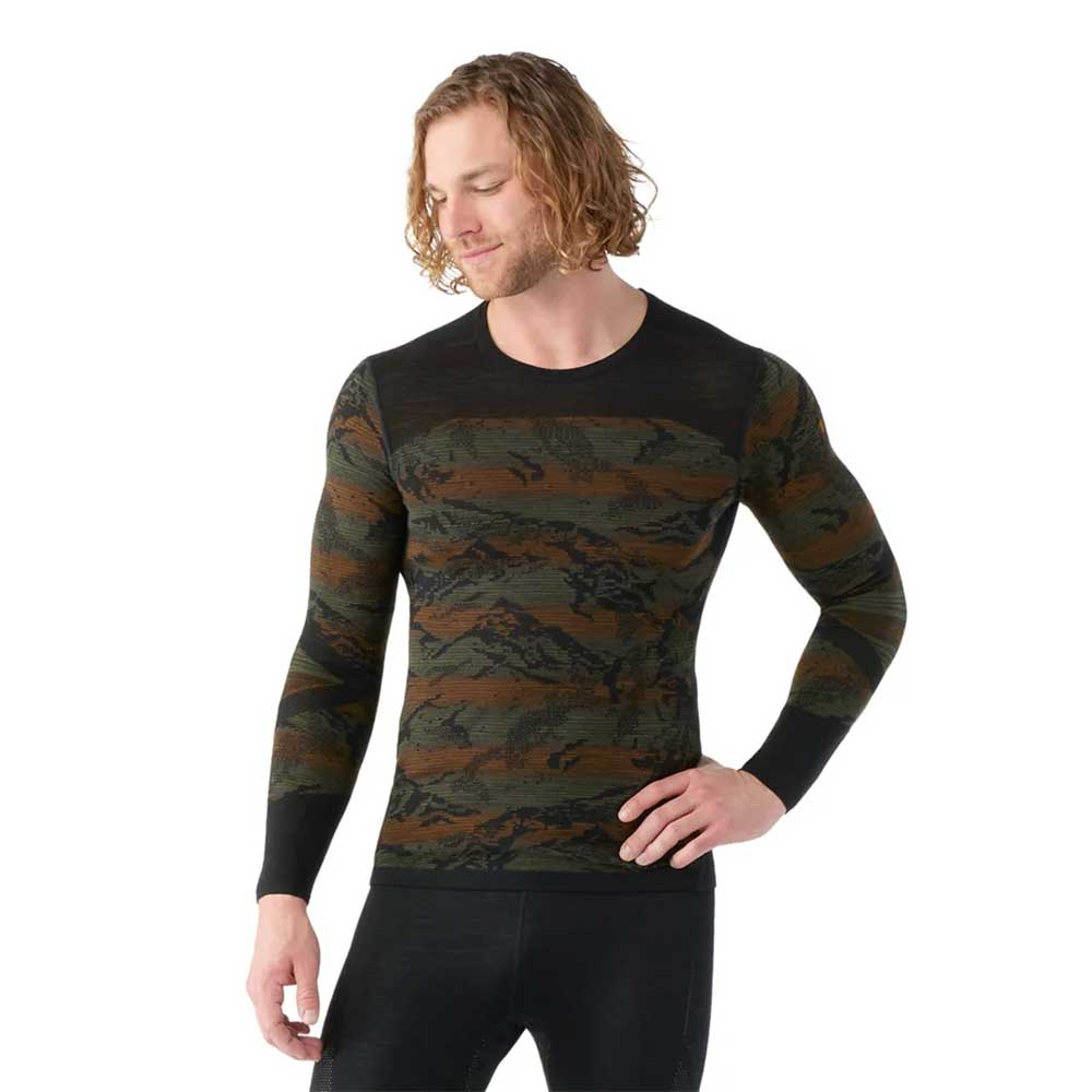 Smartwool, Men's Intraknit Thermal Merino Base Layer Pattern Crew - Winter Moss Mountain