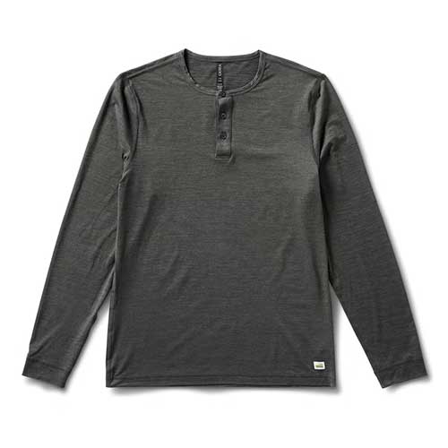 Vuori, Men's Long Sleeve Ease Performance Henley - Charcoal Heather