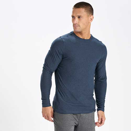 Vuori, Men's Long-Sleeve Strato Tech Tee - Navy Heather