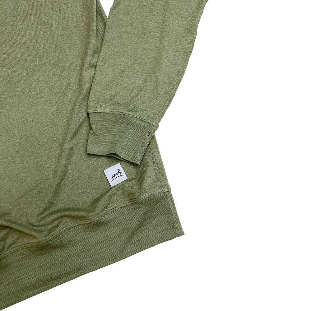 Gazelle Sports, Men's Performance Tech Crewneck Sweatshirt - Hunter Green/Dark Gray Woven Gazelle Patch