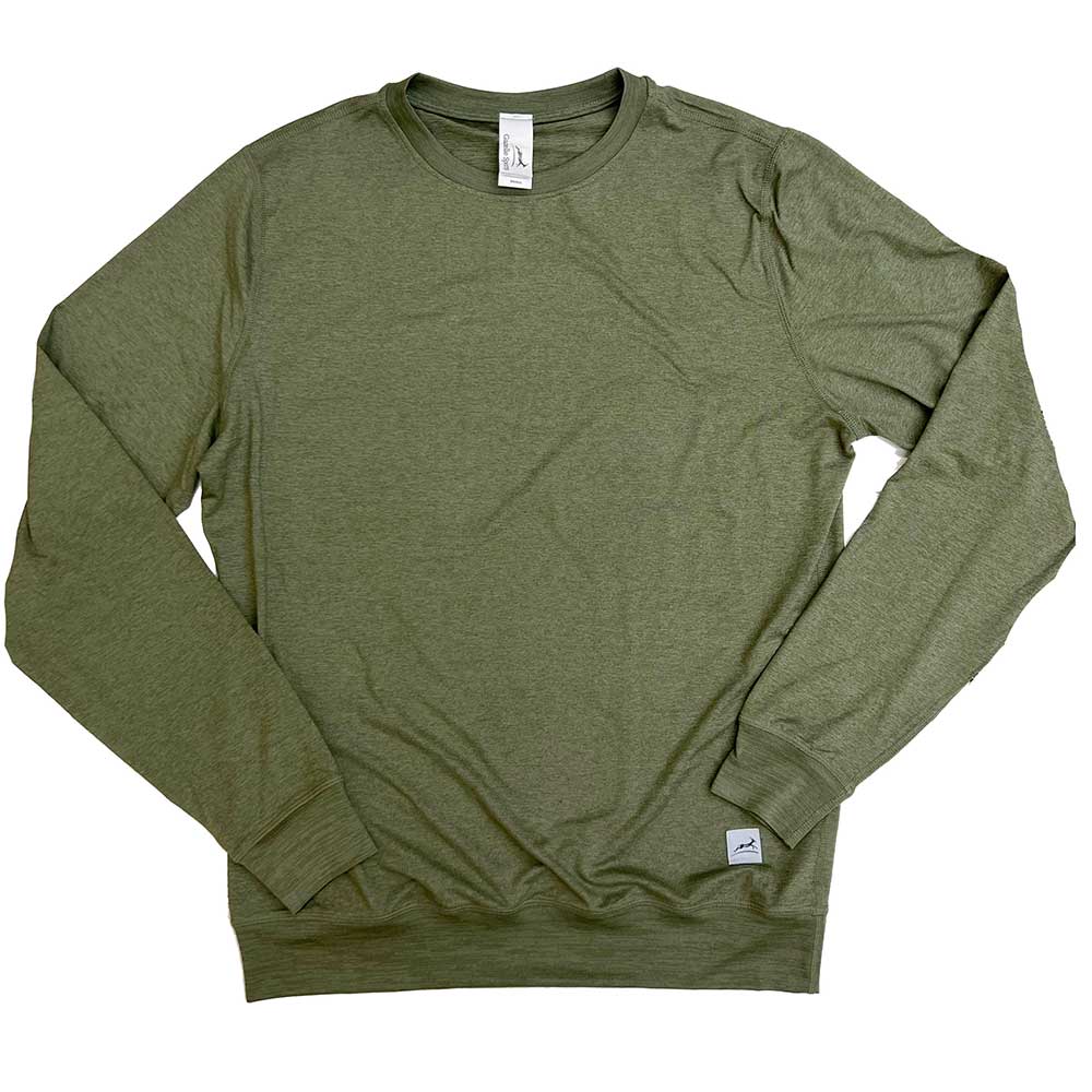 Gazelle Sports, Men's Performance Tech Crewneck Sweatshirt - Hunter Green/Dark Gray Woven Gazelle Patch