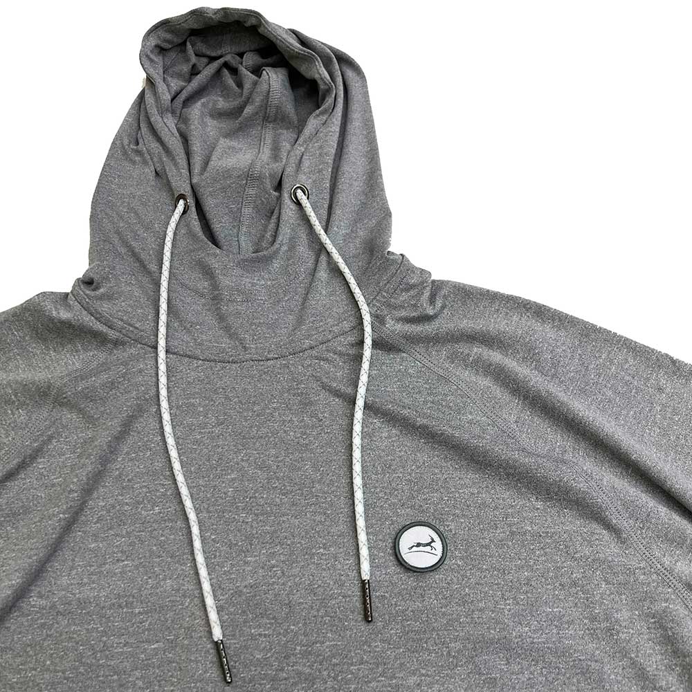 Gazelle Sports, Men's Performance Tech Hoodie - Heather Classic Gray/Dark Gray Embroidered Gazelle Patch