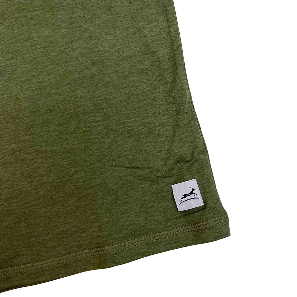 Gazelle Sports, Men's Performance Tech Short Sleeve - Heather Hunter Green/Dark Gray Woven Gazelle Patch