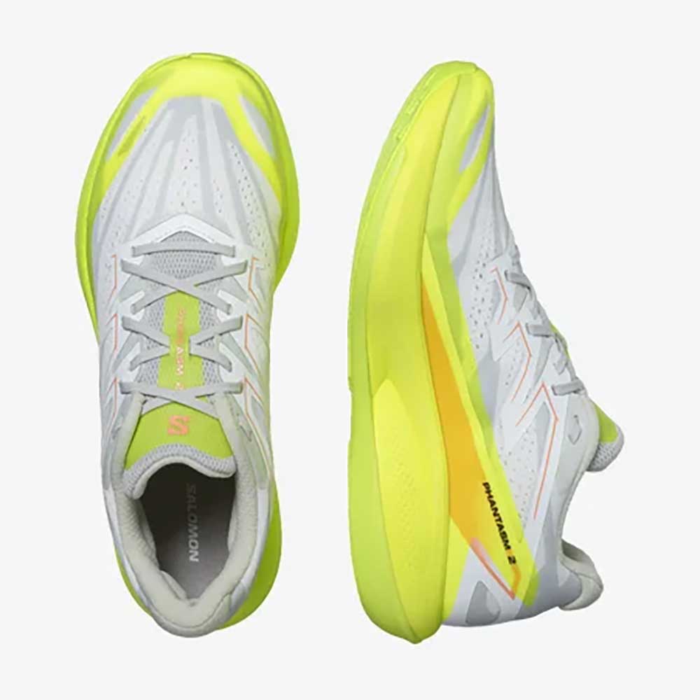 Salomon, Men's Phantasm 2 Running Shoe - White/Safety Yellow/Metal - Regular (D)