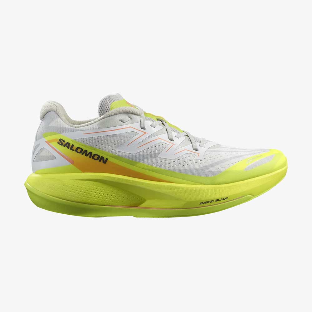 Salomon, Men's Phantasm 2 Running Shoe - White/Safety Yellow/Metal - Regular (D)