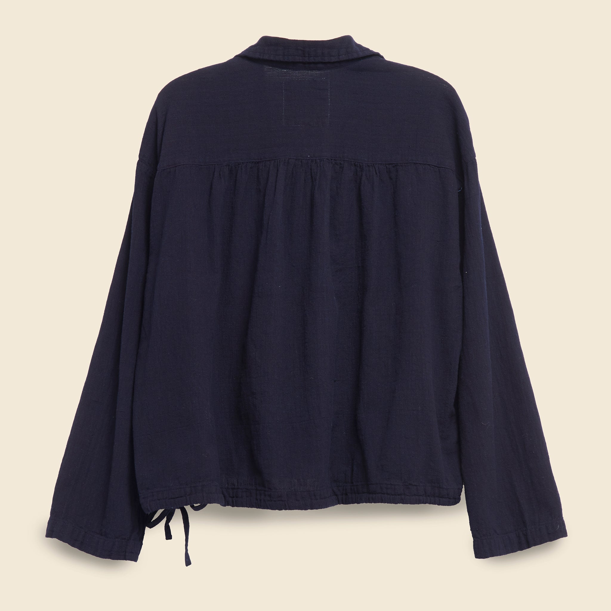 Auntie Oti, Midi Waist Tie Blouse - Indigo