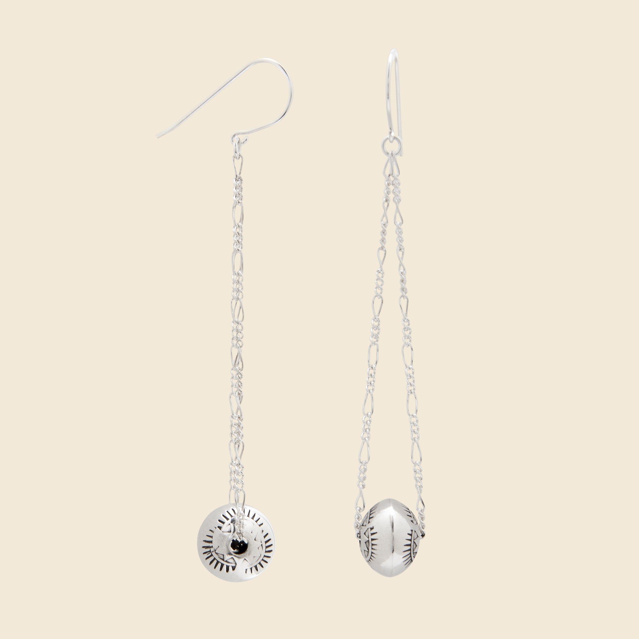 DINEH, Navajo Pearl Chain Earrings - Sterling Silver