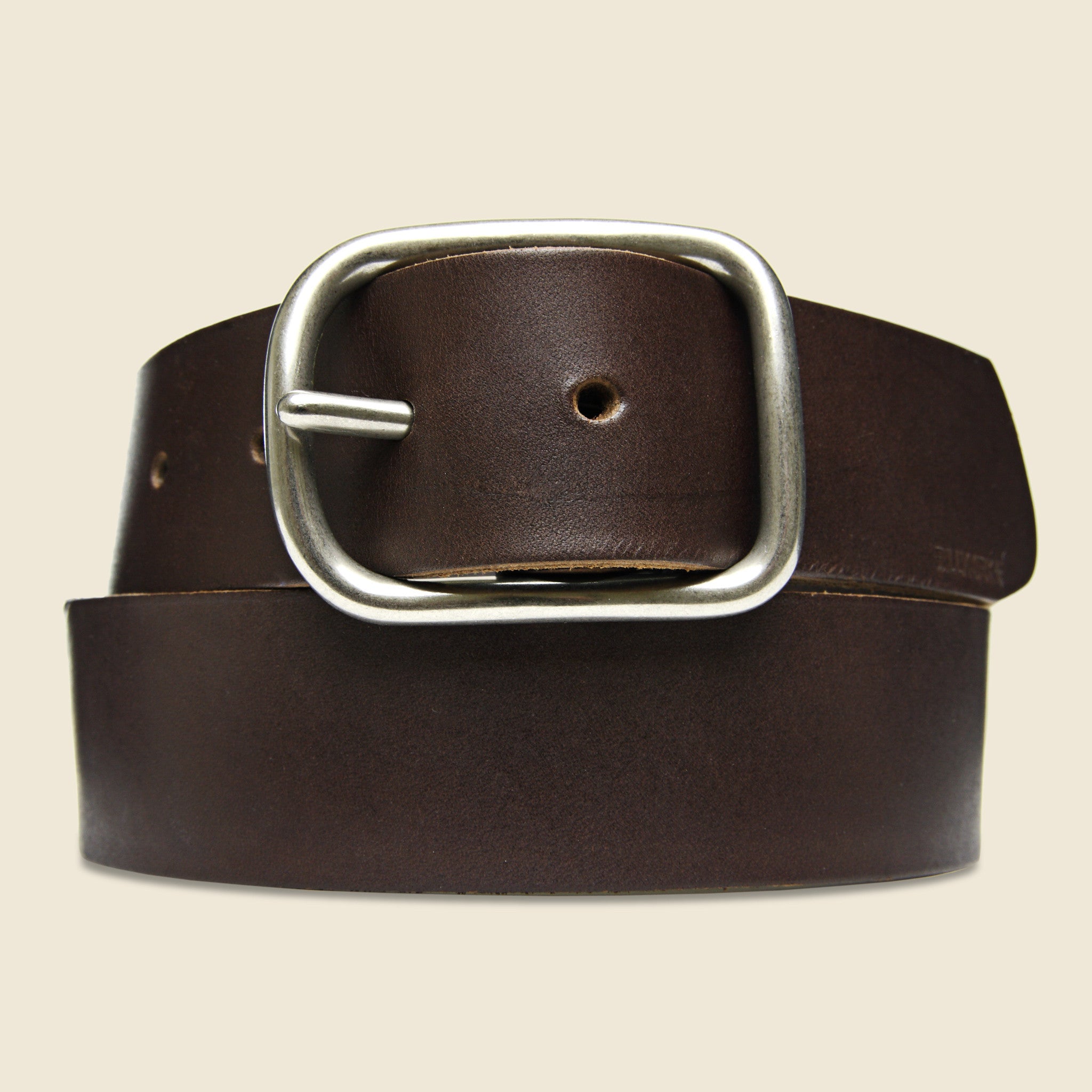 BILLYKIRK, Nickel Center Bar Belt - Brown