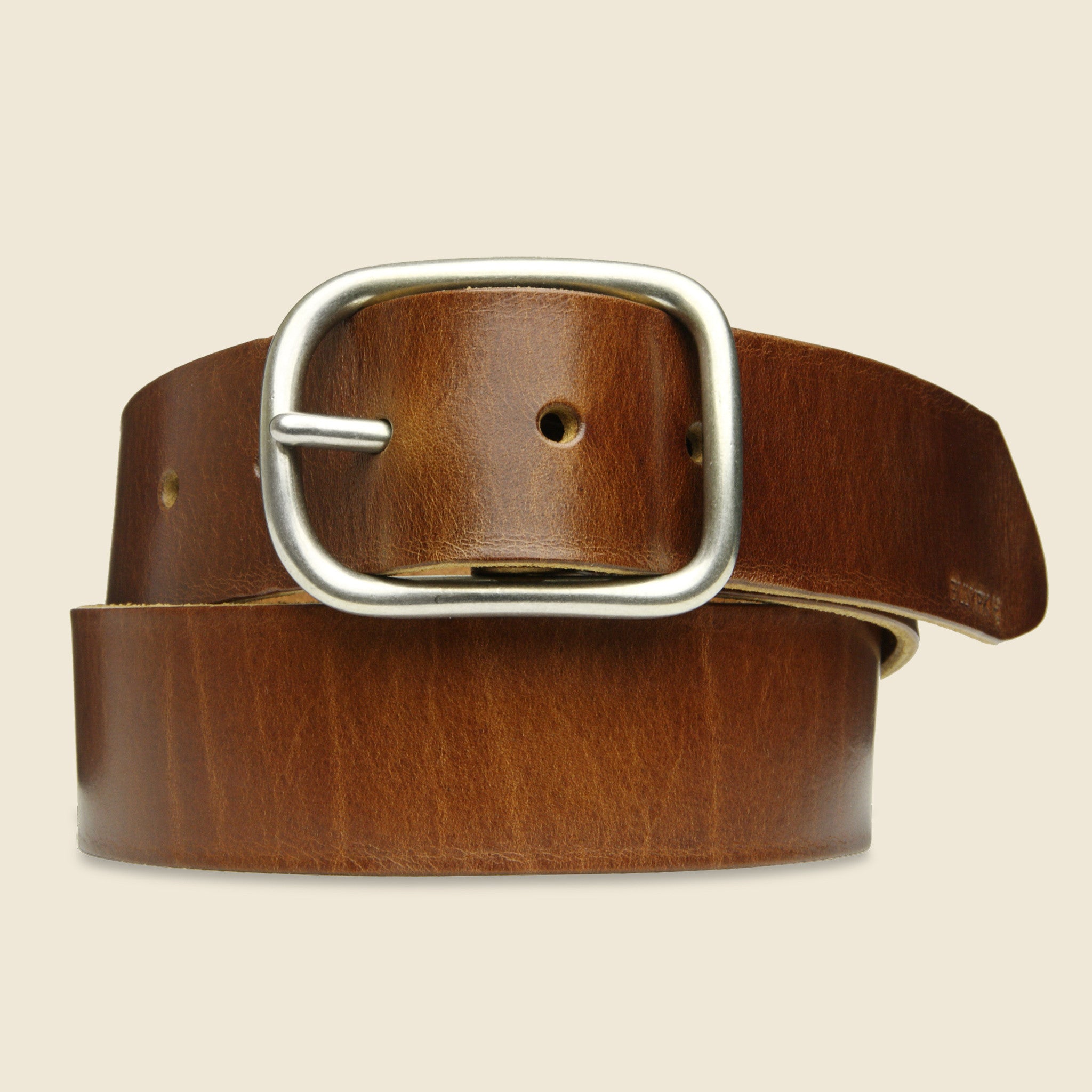 BILLYKIRK, Nickel Center Bar Belt - Tan