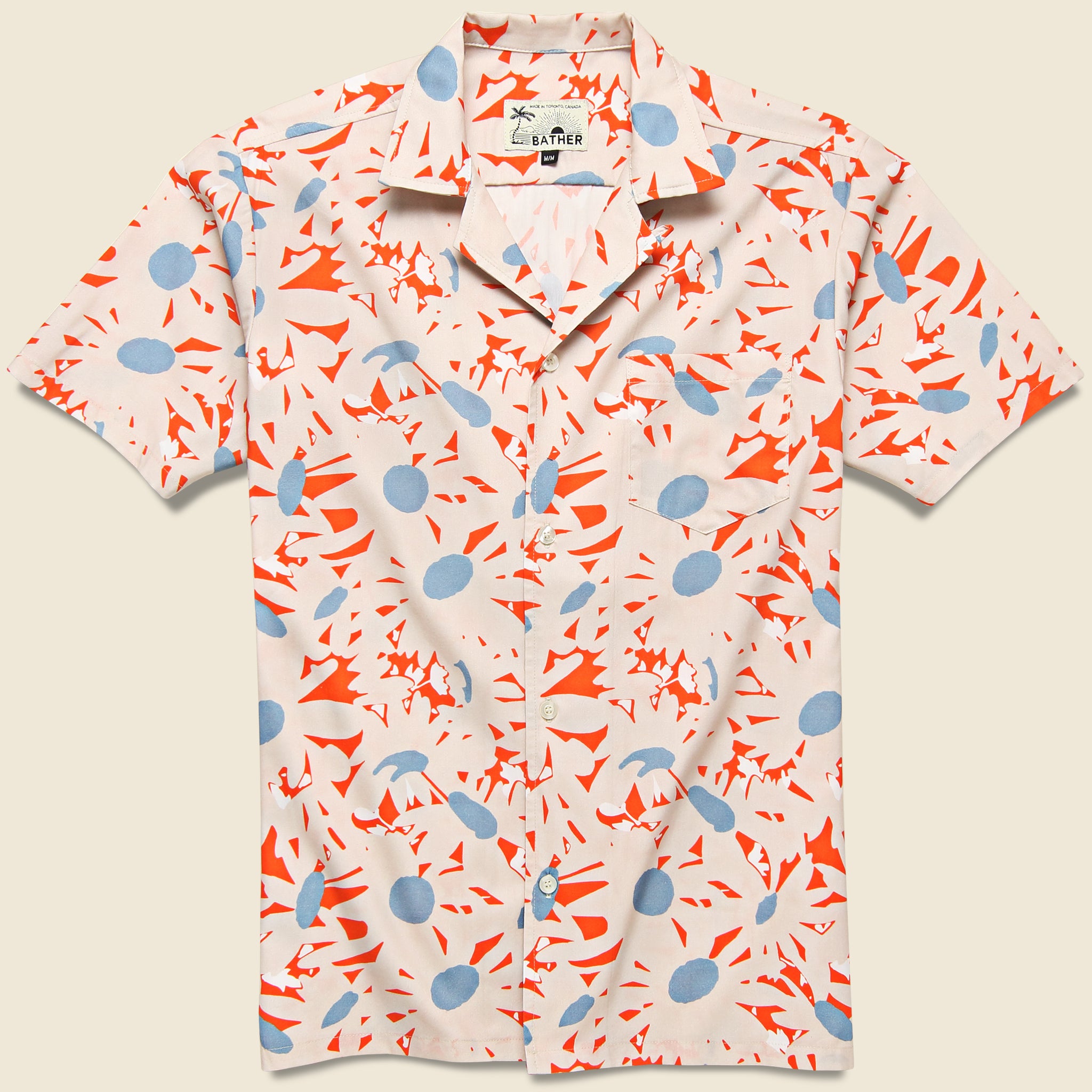 Bather, Orange Flowers Shirt - Orange/White