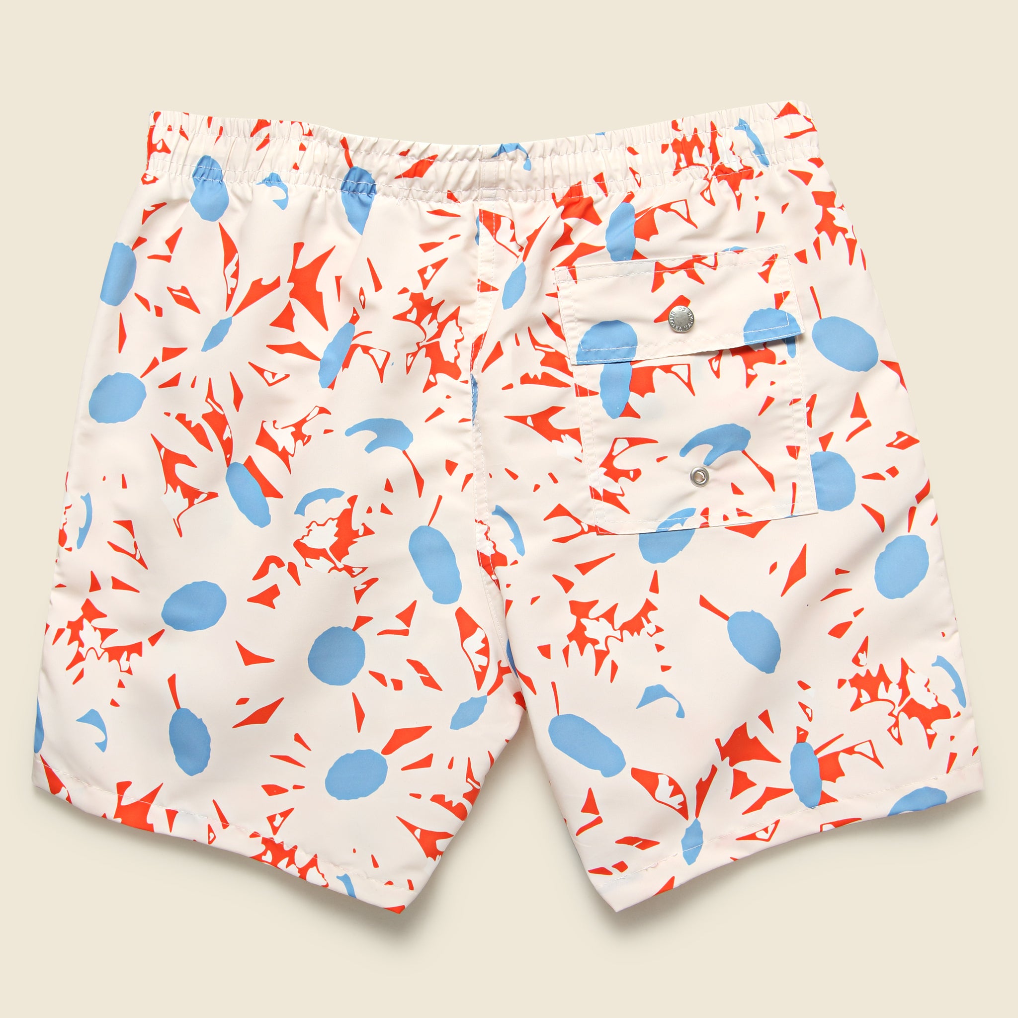 Bather, Orange Flowers Swim Trunk - Orange/White