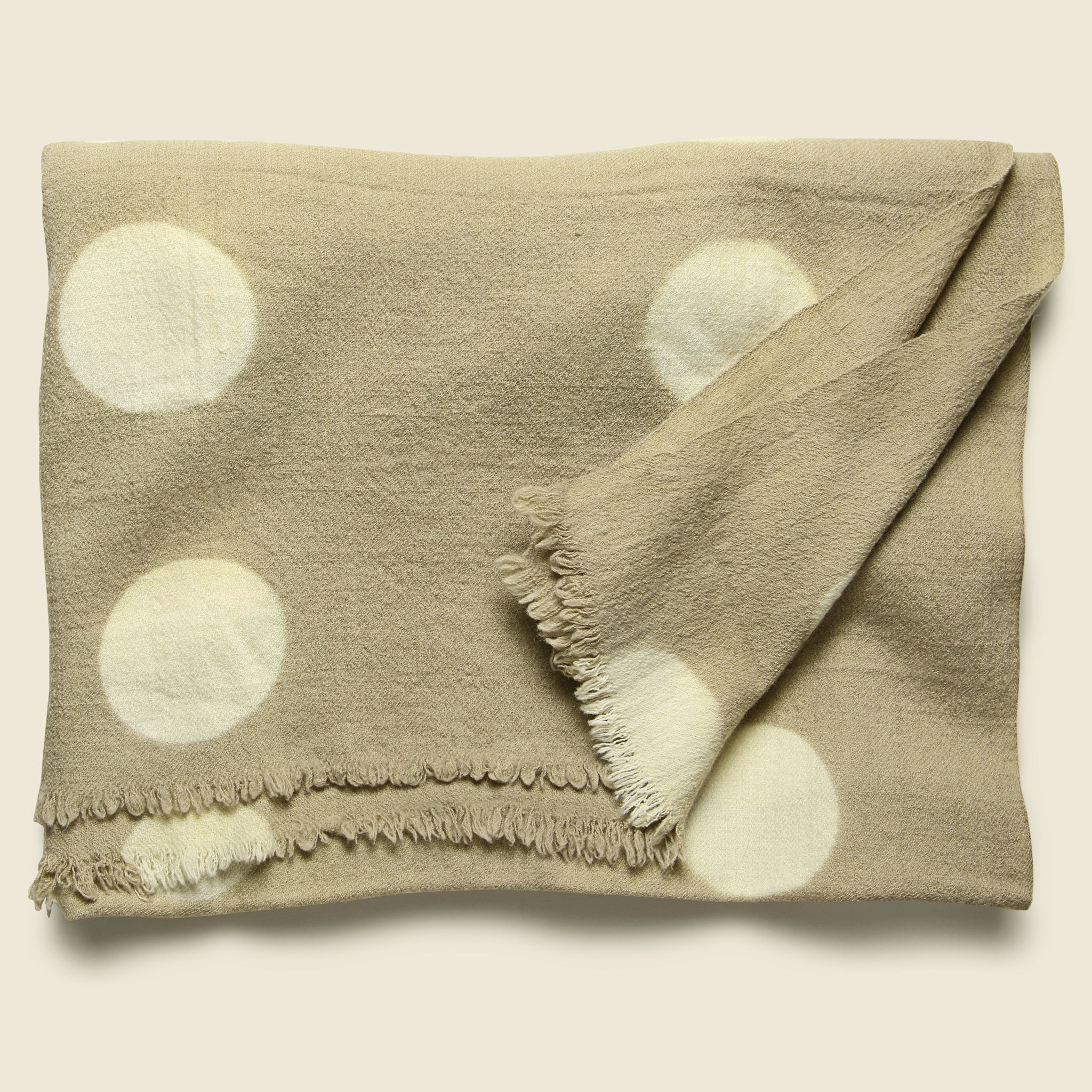 Auntie Oti, Polka Dot Throw Blanket - Tan