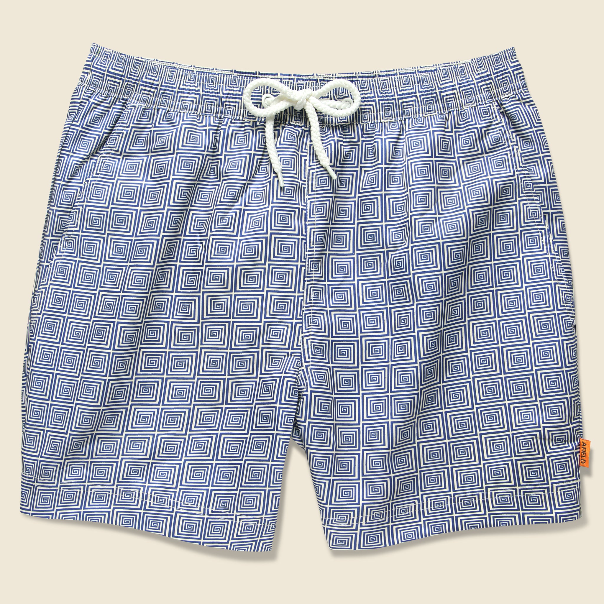 Afield, Printed Swimshorts - Blue Spiral