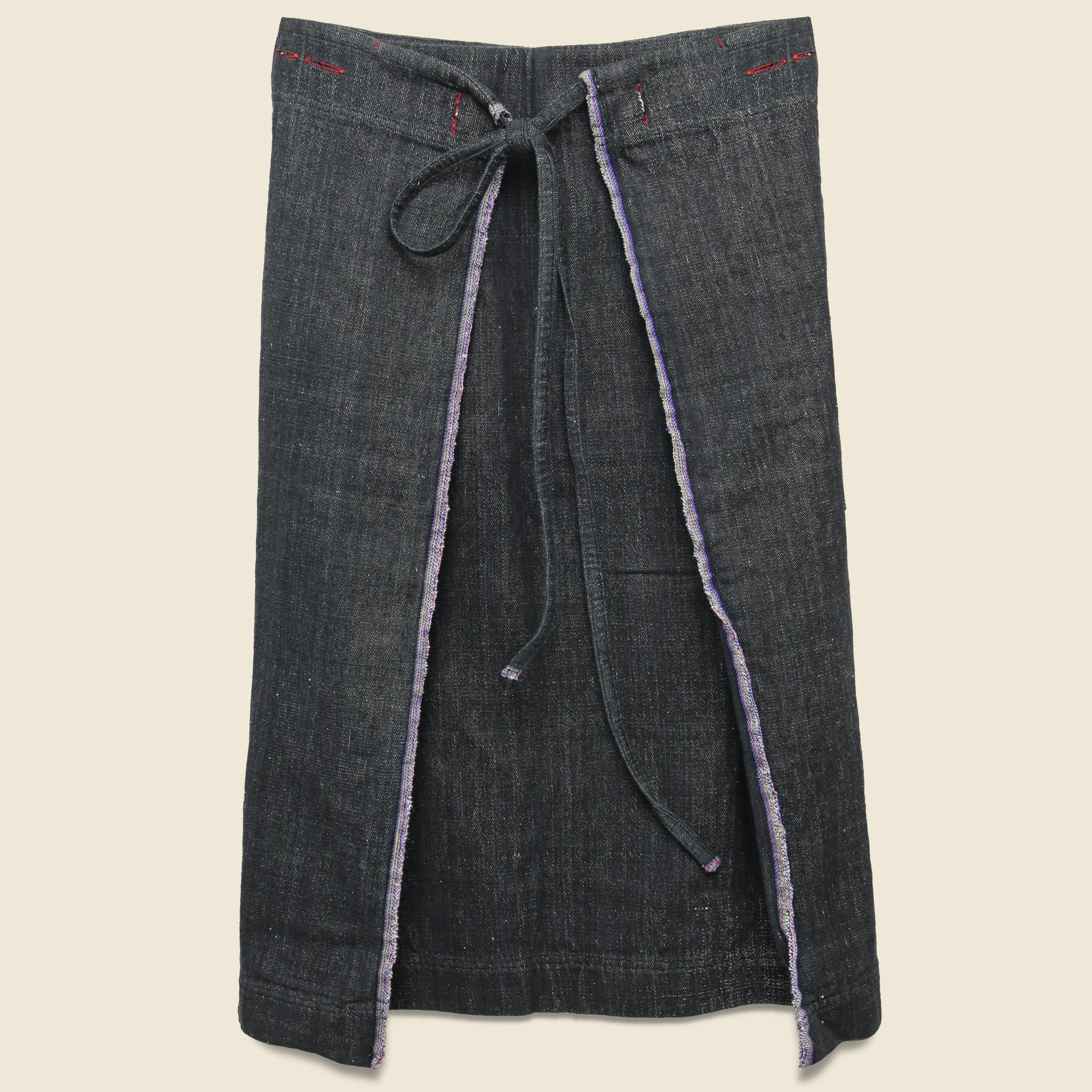 Auntie Oti, Selvedge Denim Wrap Skirt - Black