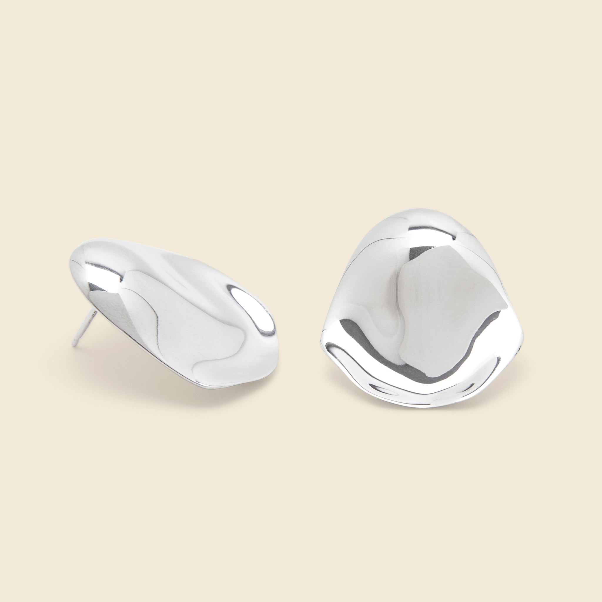 8.6.4 Design, Smooth Oval Large Stud Earrings - Sterling Silver