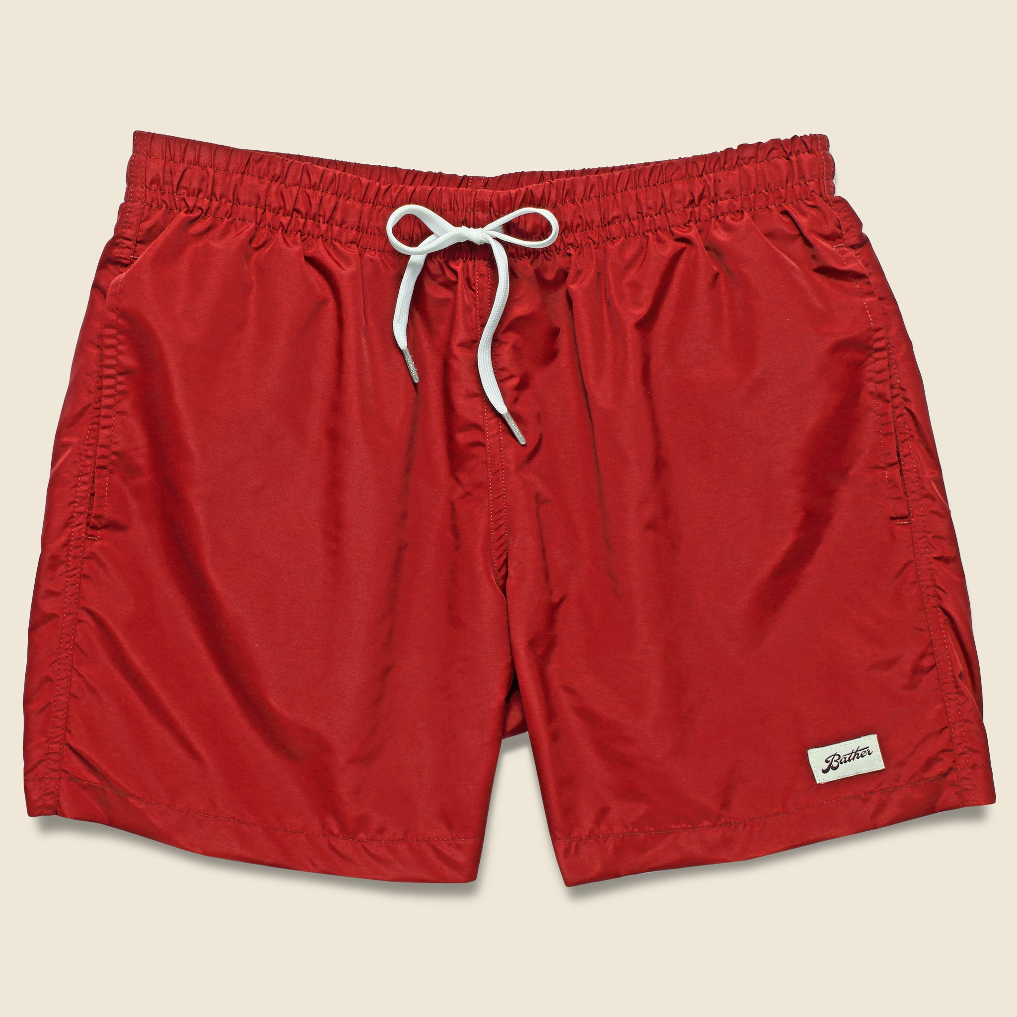 Bather, Solid Swim Trunk - Red