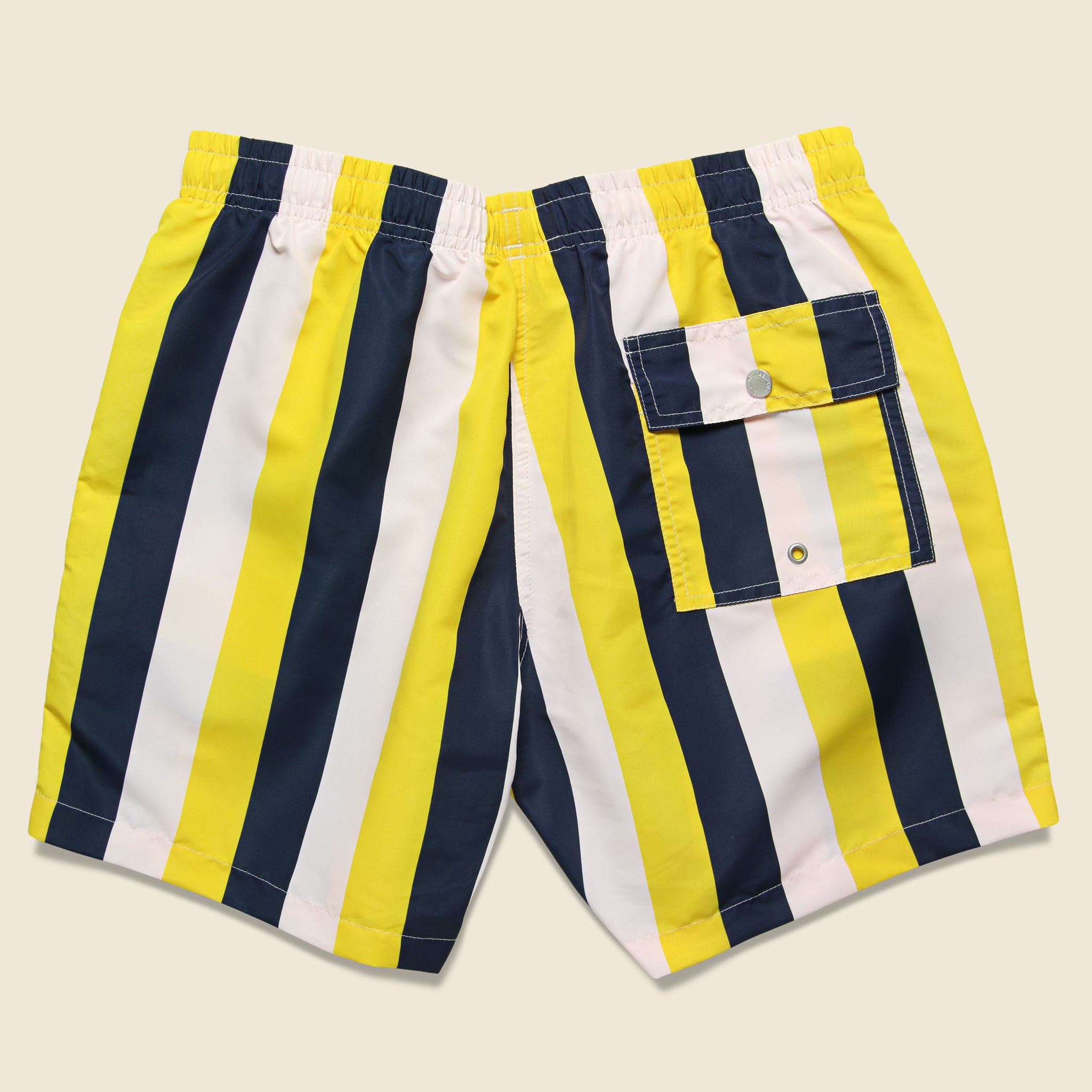 Bather Trunk Co., Striped Swim Trunk - Pink/Yellow