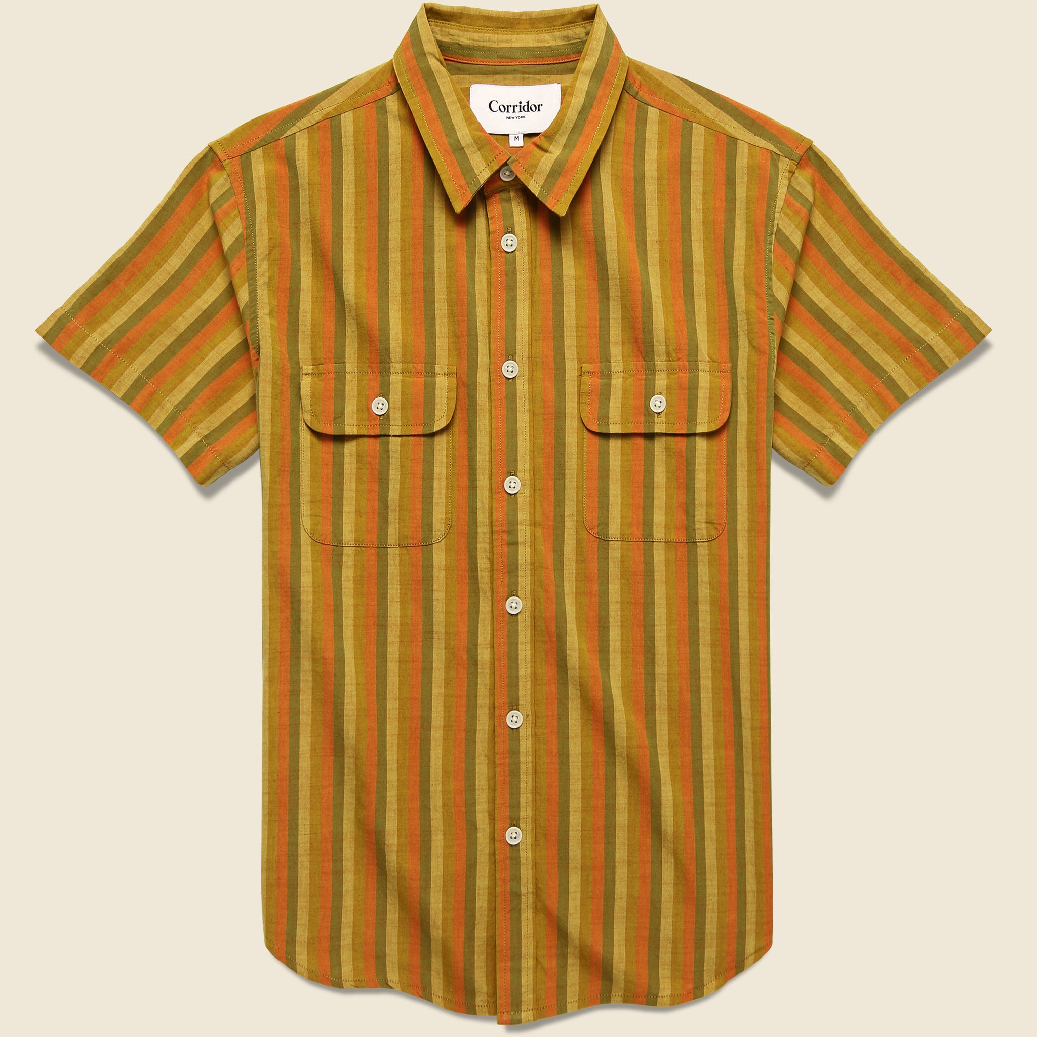 Corridor, Sunset Slub Stripe Shirt - Orange