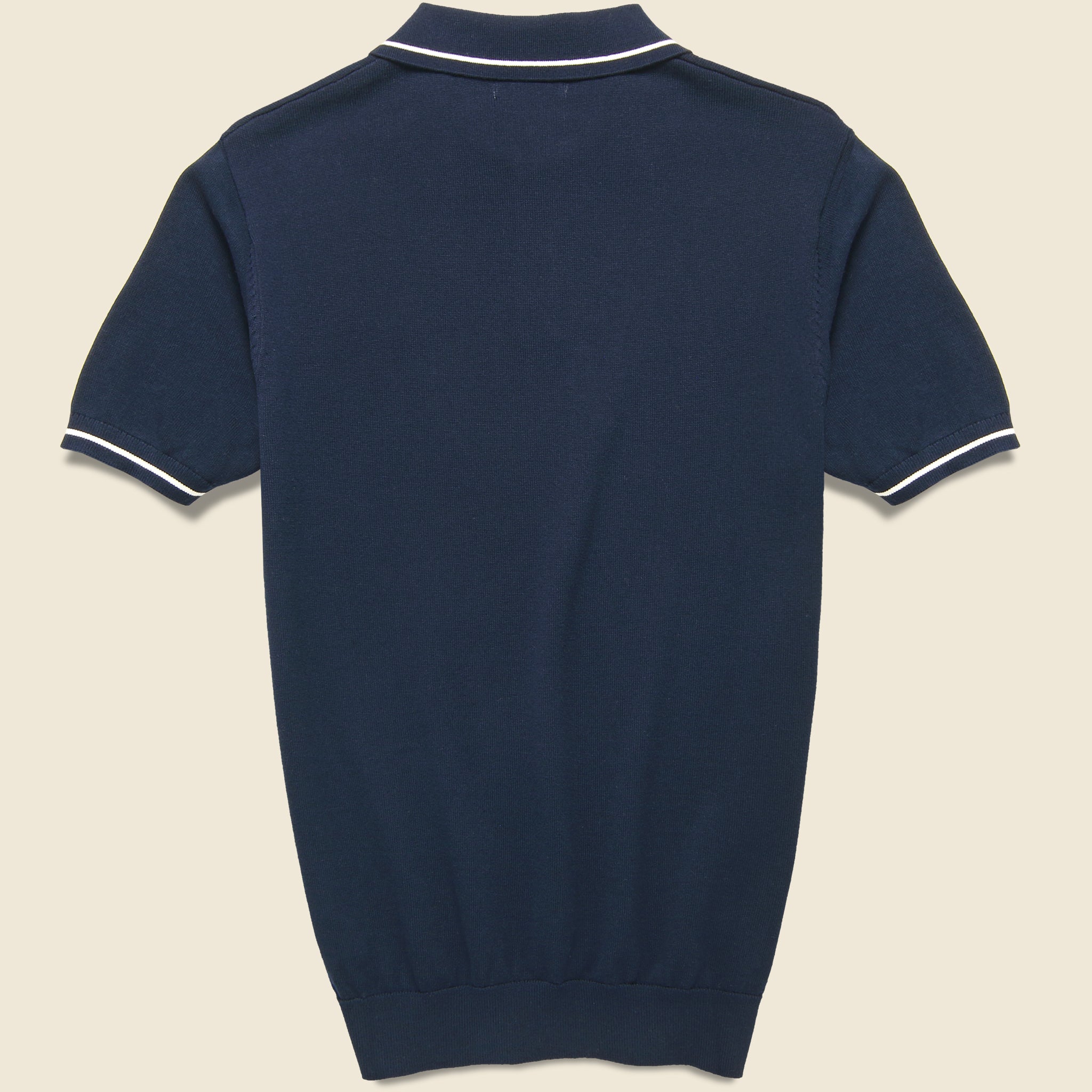 Barque, Tipped Collar Knit Polo - Navy