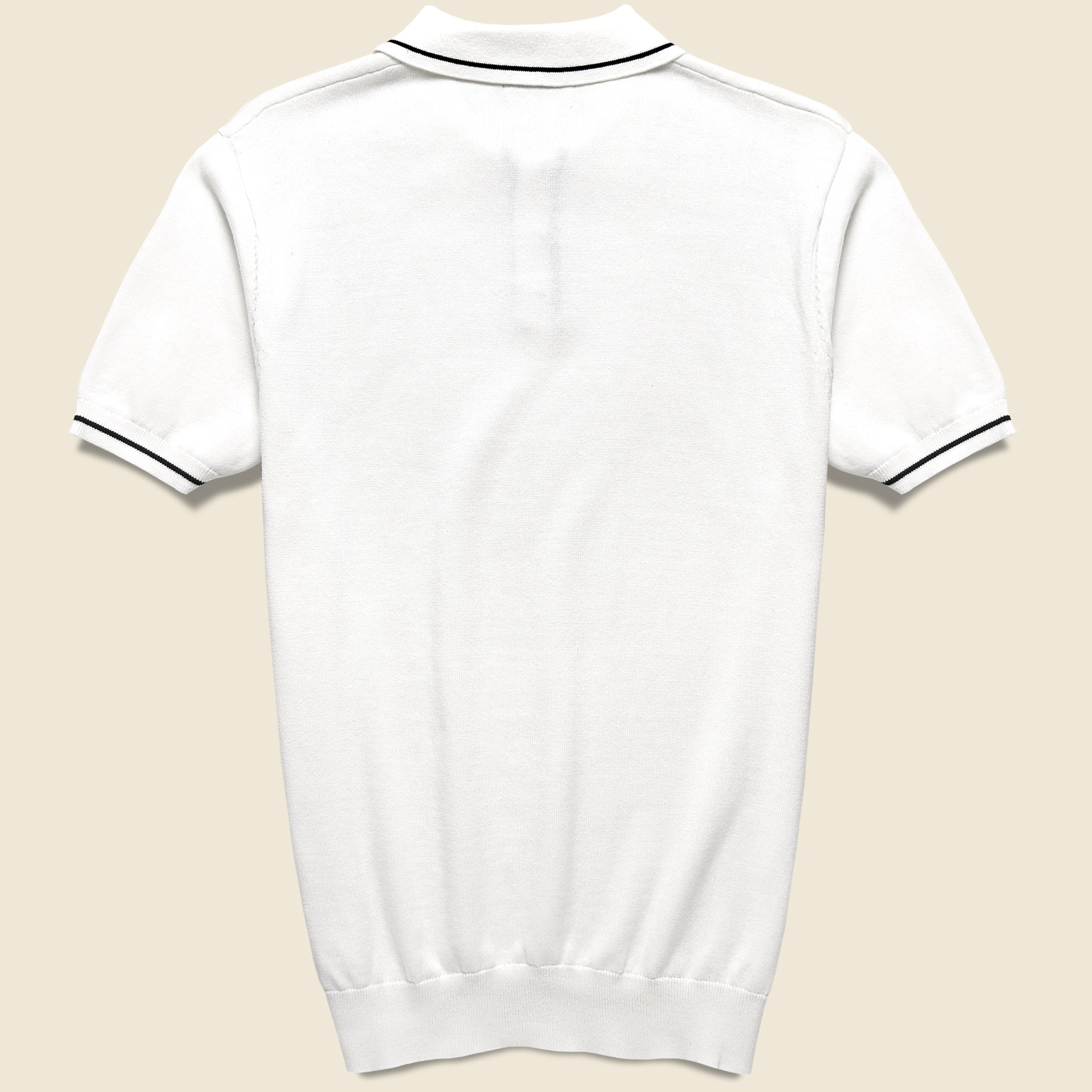 Barque, Tipped Collar Knit Polo - White