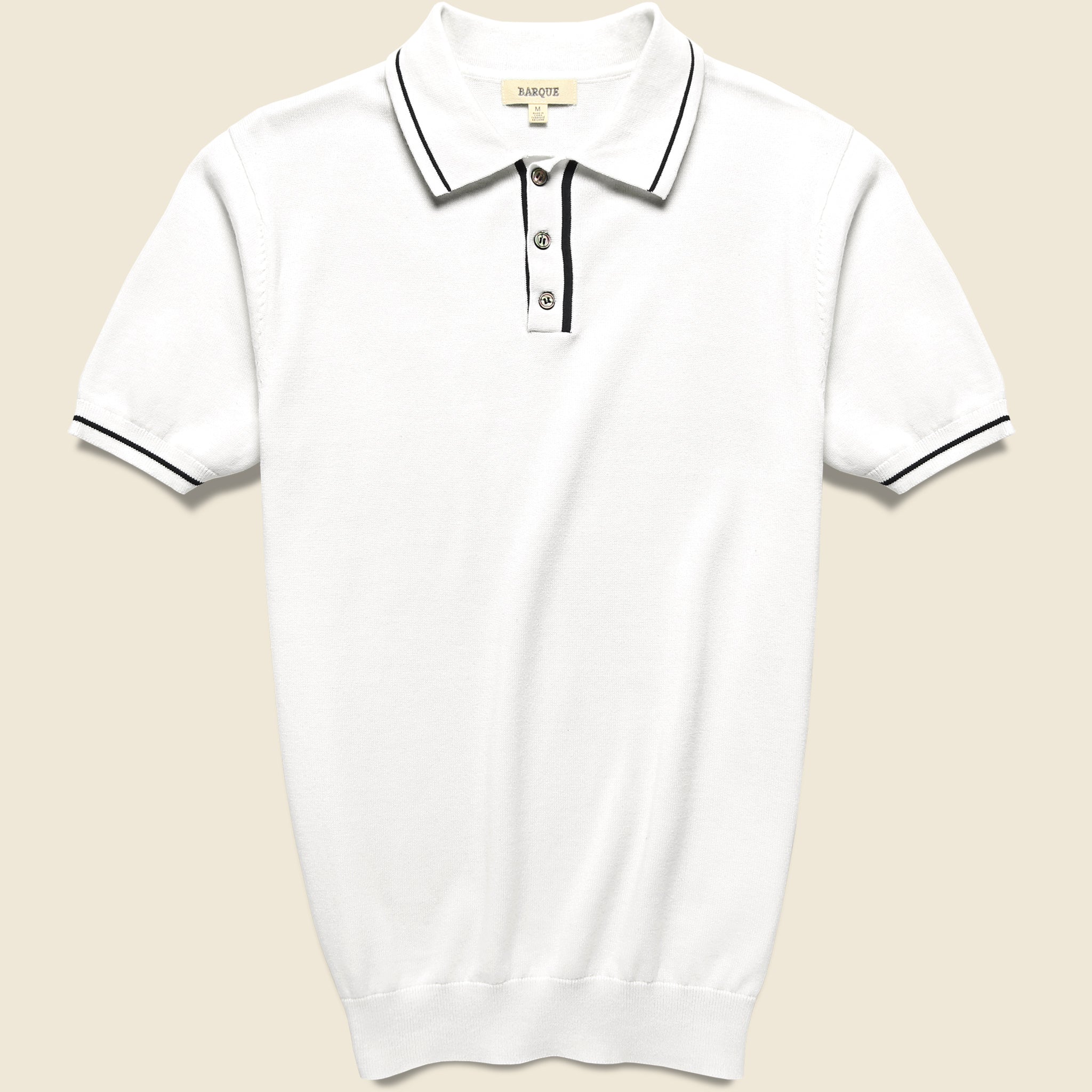 Barque, Tipped Collar Knit Polo - White