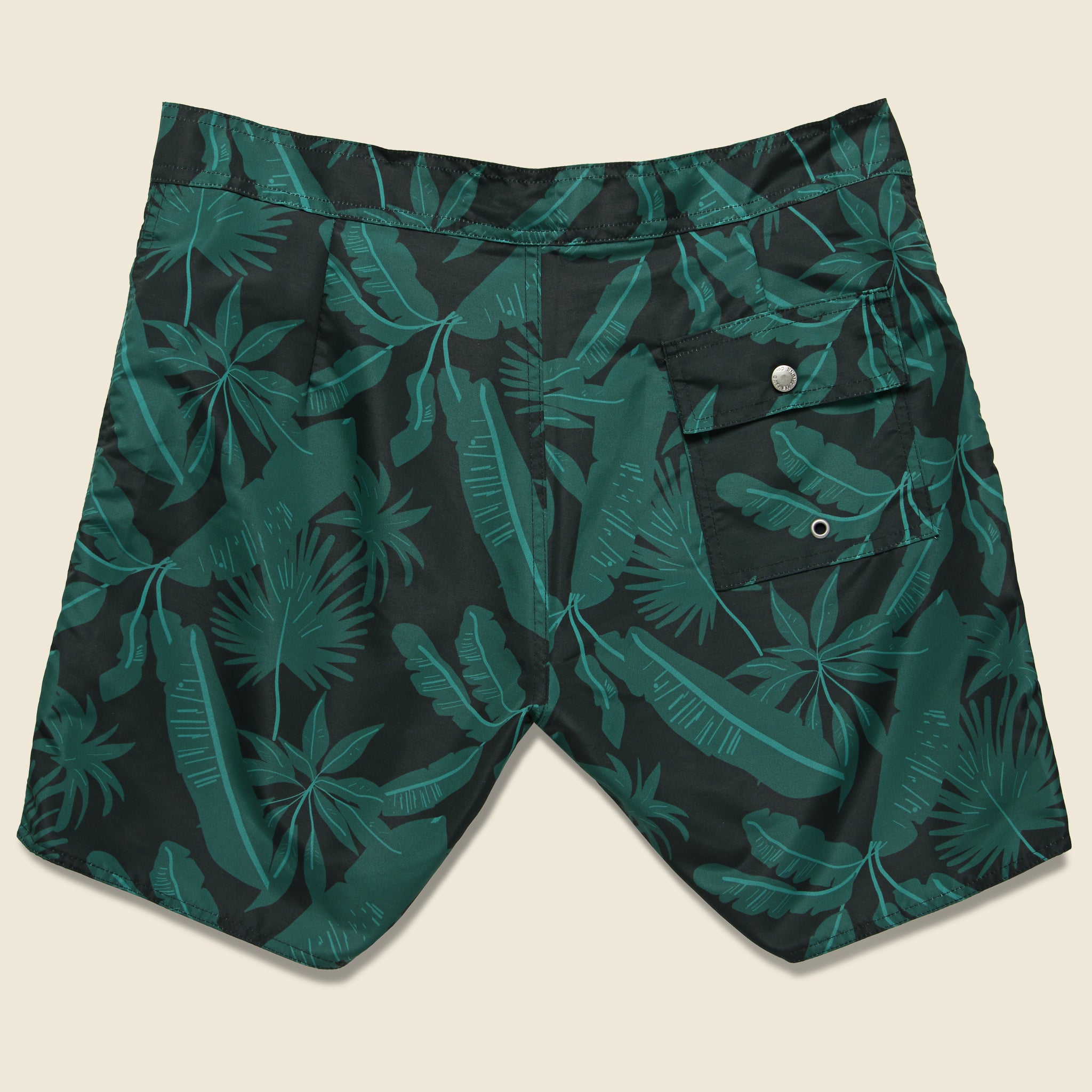 Bather Trunk Co., Tropical Palms Boardshort - Black/Green