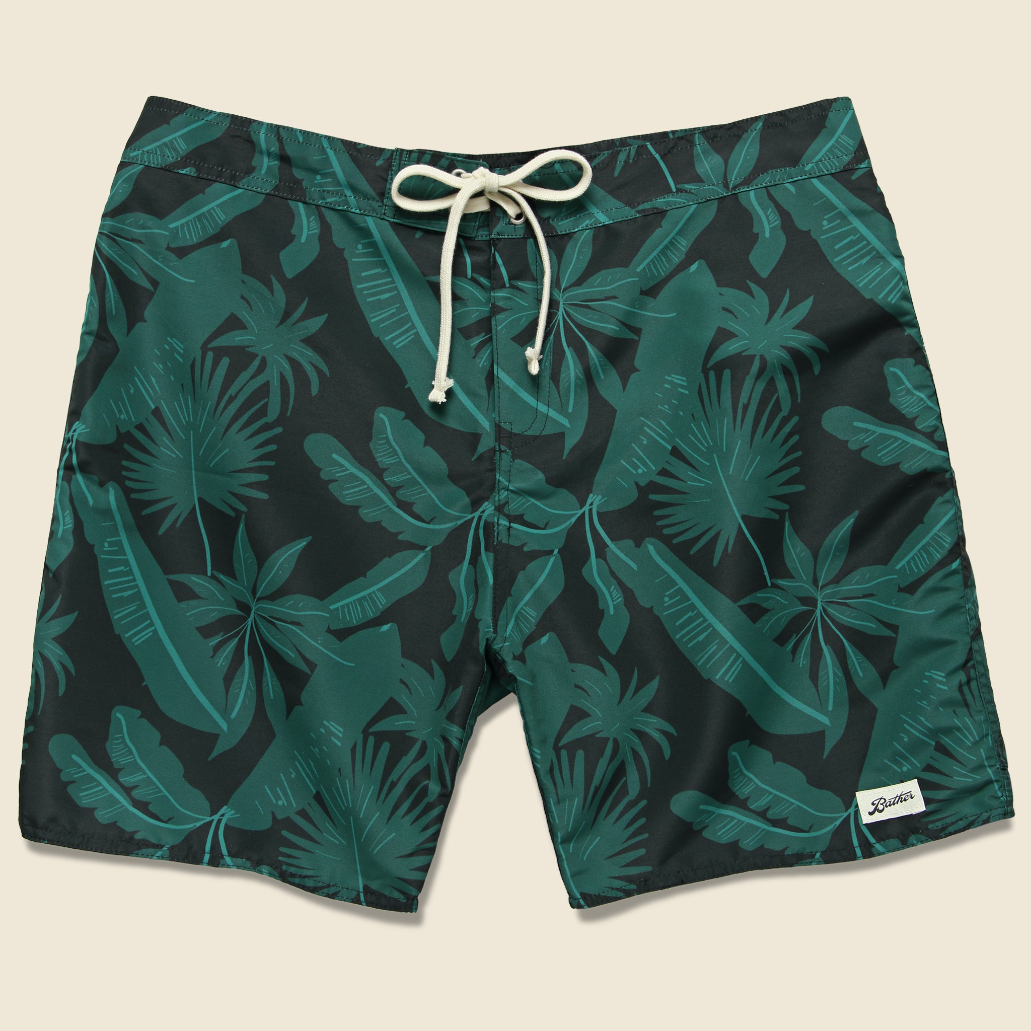 Bather Trunk Co., Tropical Palms Boardshort - Black/Green